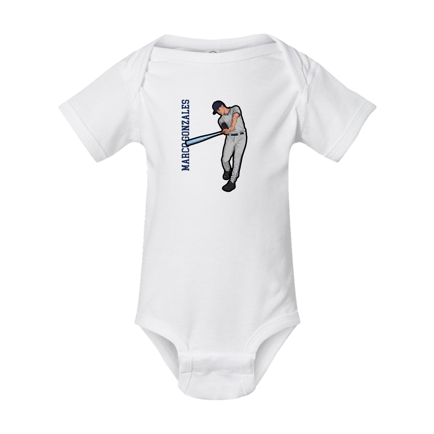 Baby Onesie — Name Vertical in White