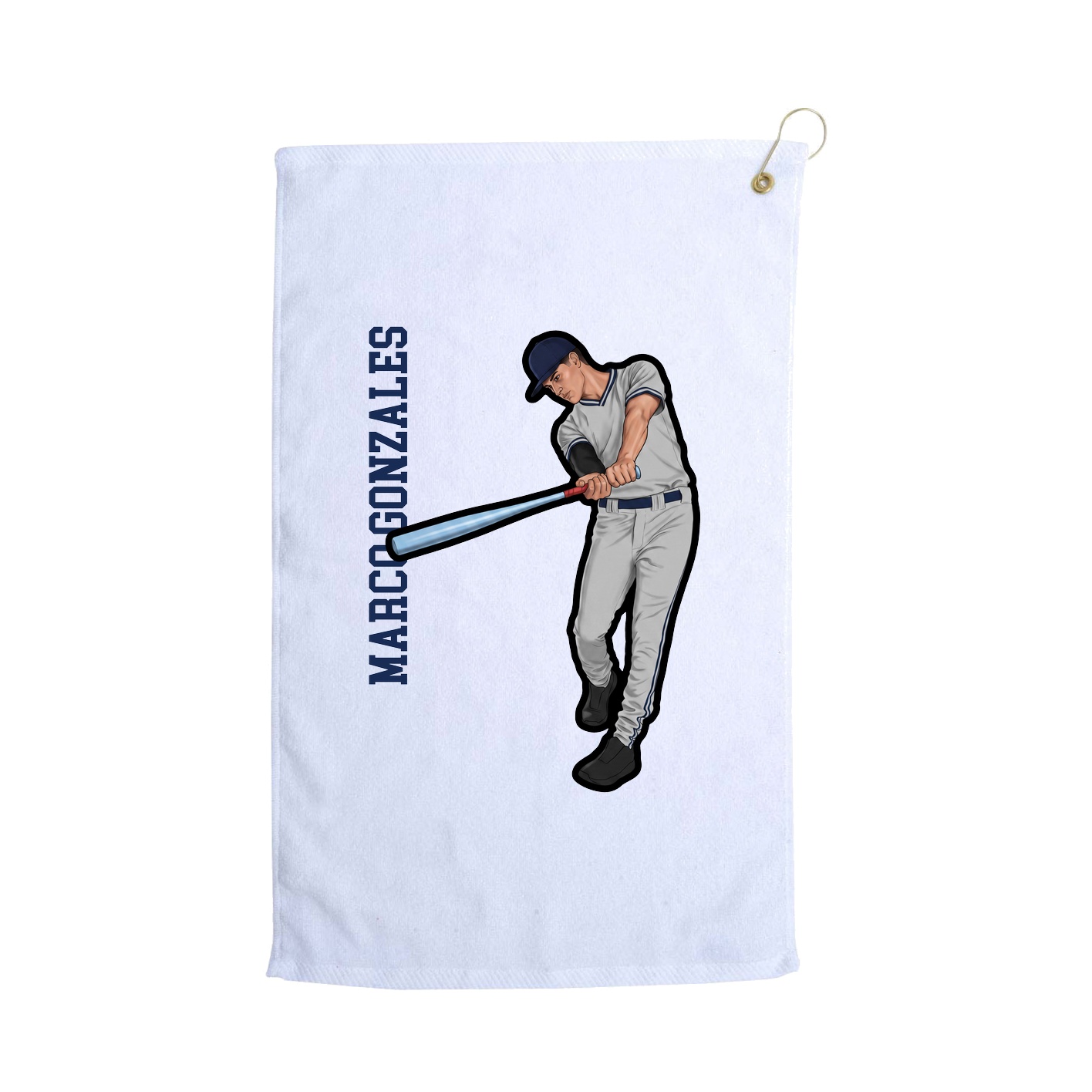 Golf Towel — Name Vertical in White