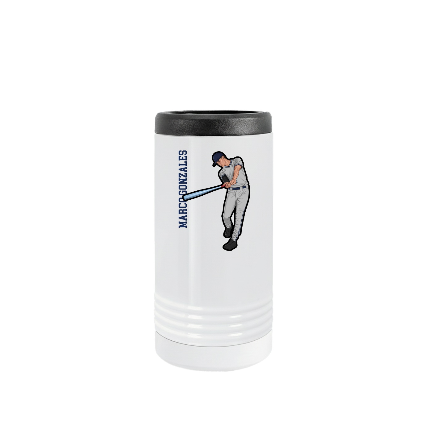 Slim Beverage Holder — Name Vertical in White