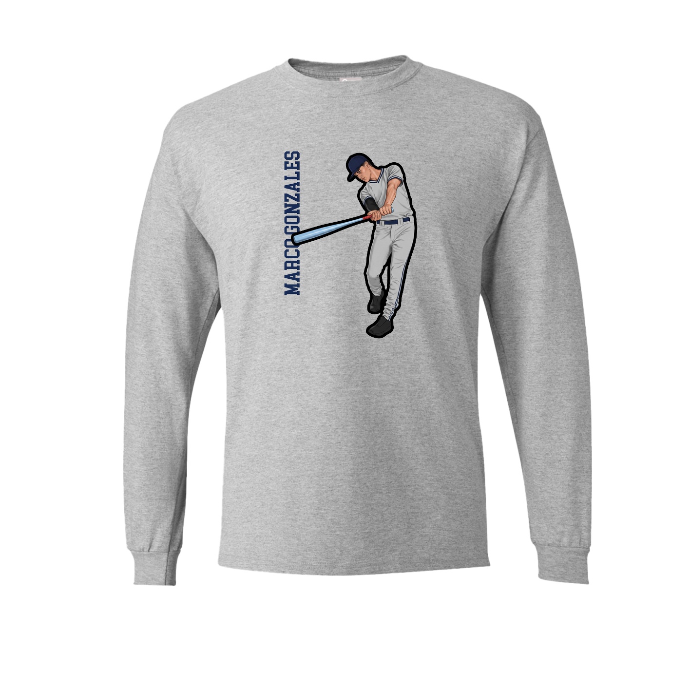 Long Sleeve Tee — Name Vertical in Grey