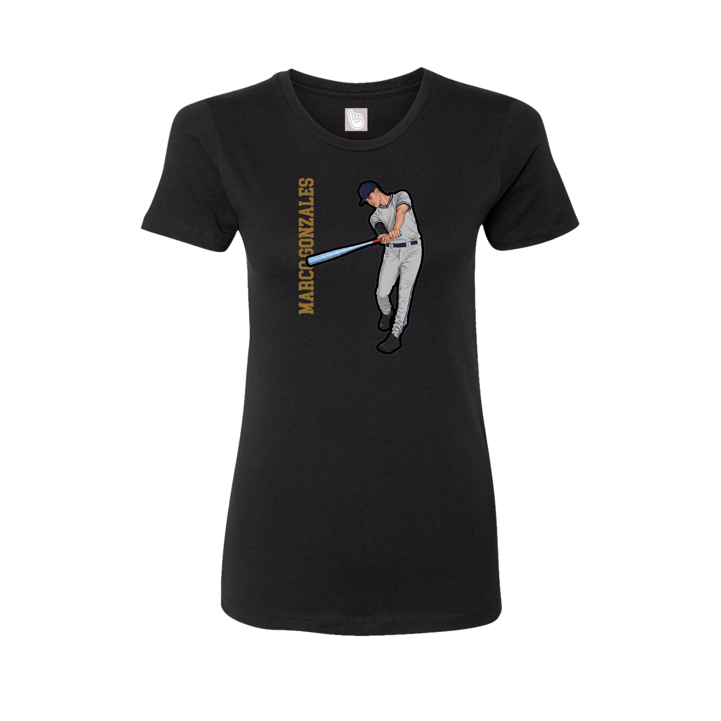 Fitted Women's Tee — Name Vertical in Black