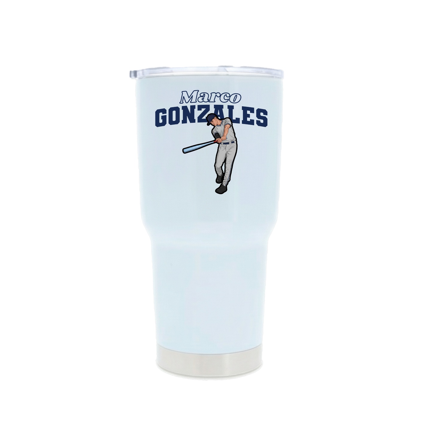 30oz Stainless Steel Tumbler — Name Arch in White