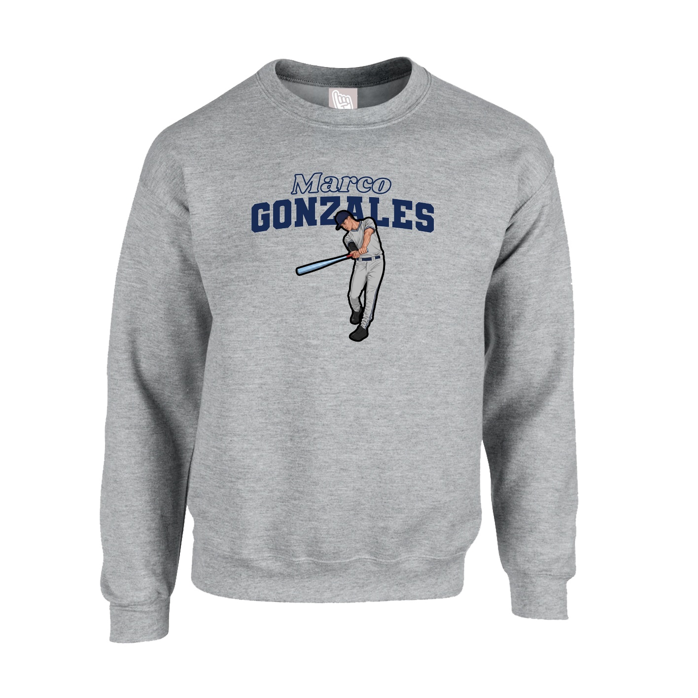 Fleece Crew — Name Arch in Grey