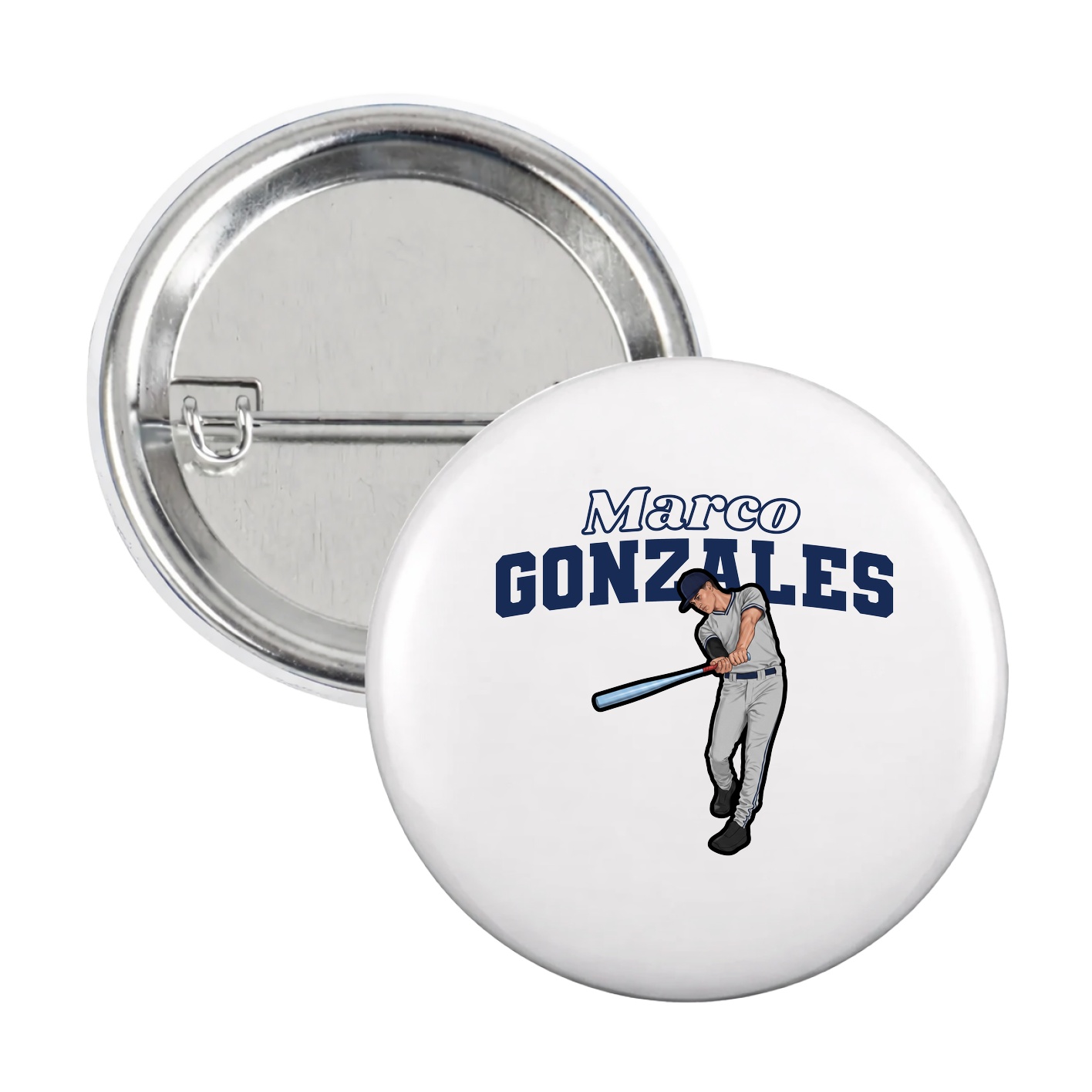 Game Day Button — Name Arch in White