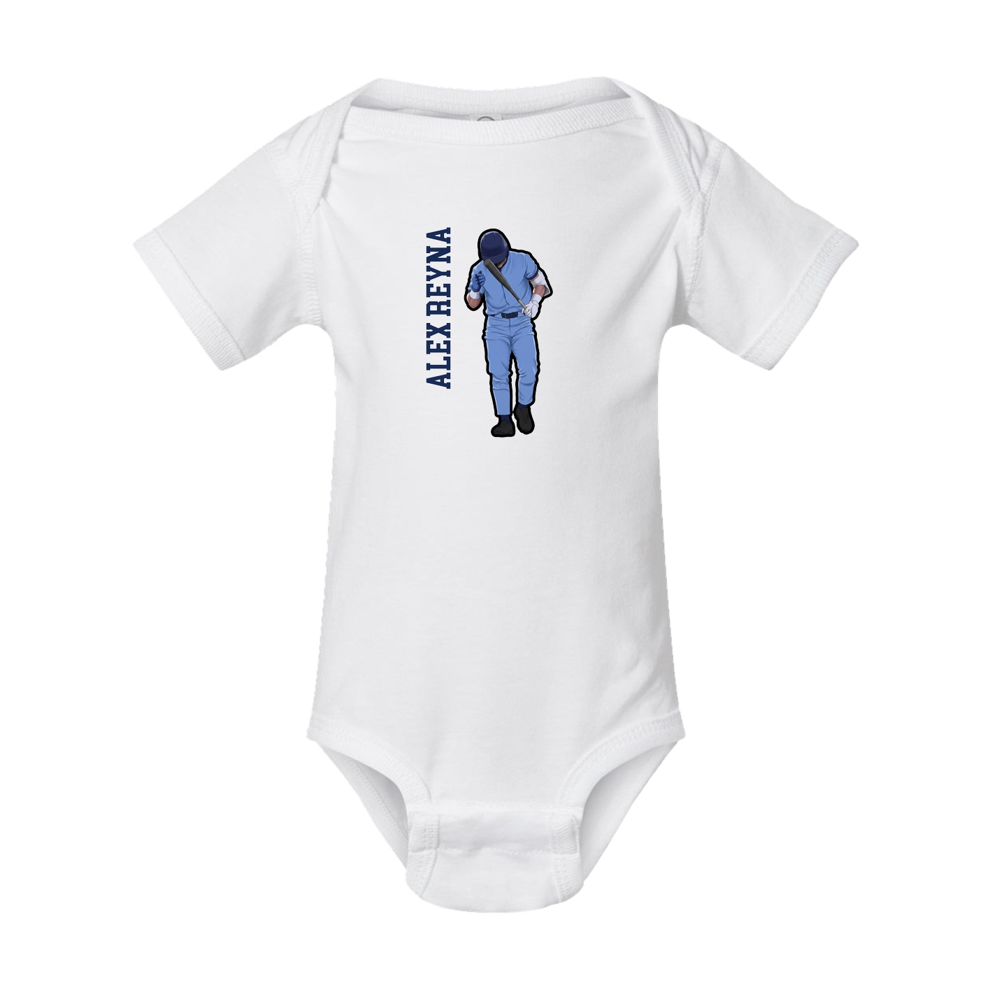 Baby Onesie — Name Vertical in White