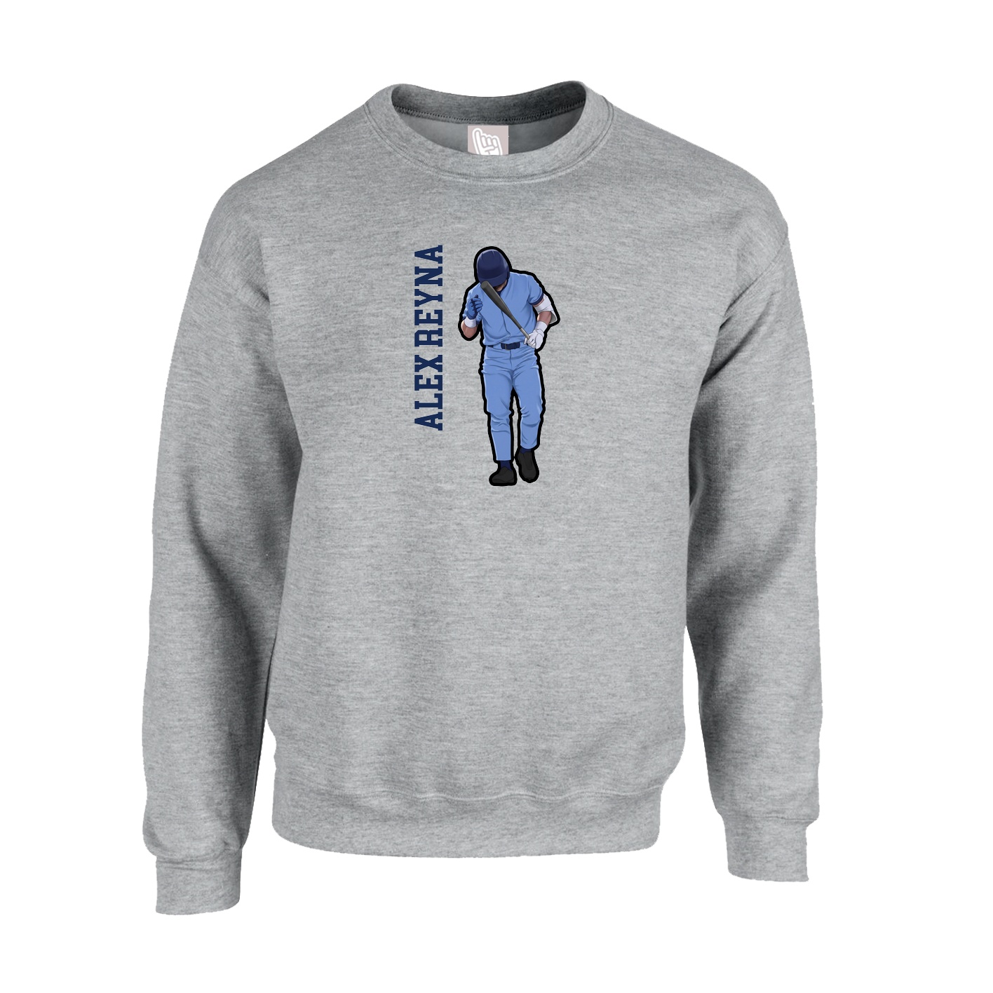 Fleece Crew — Name Vertical in Grey