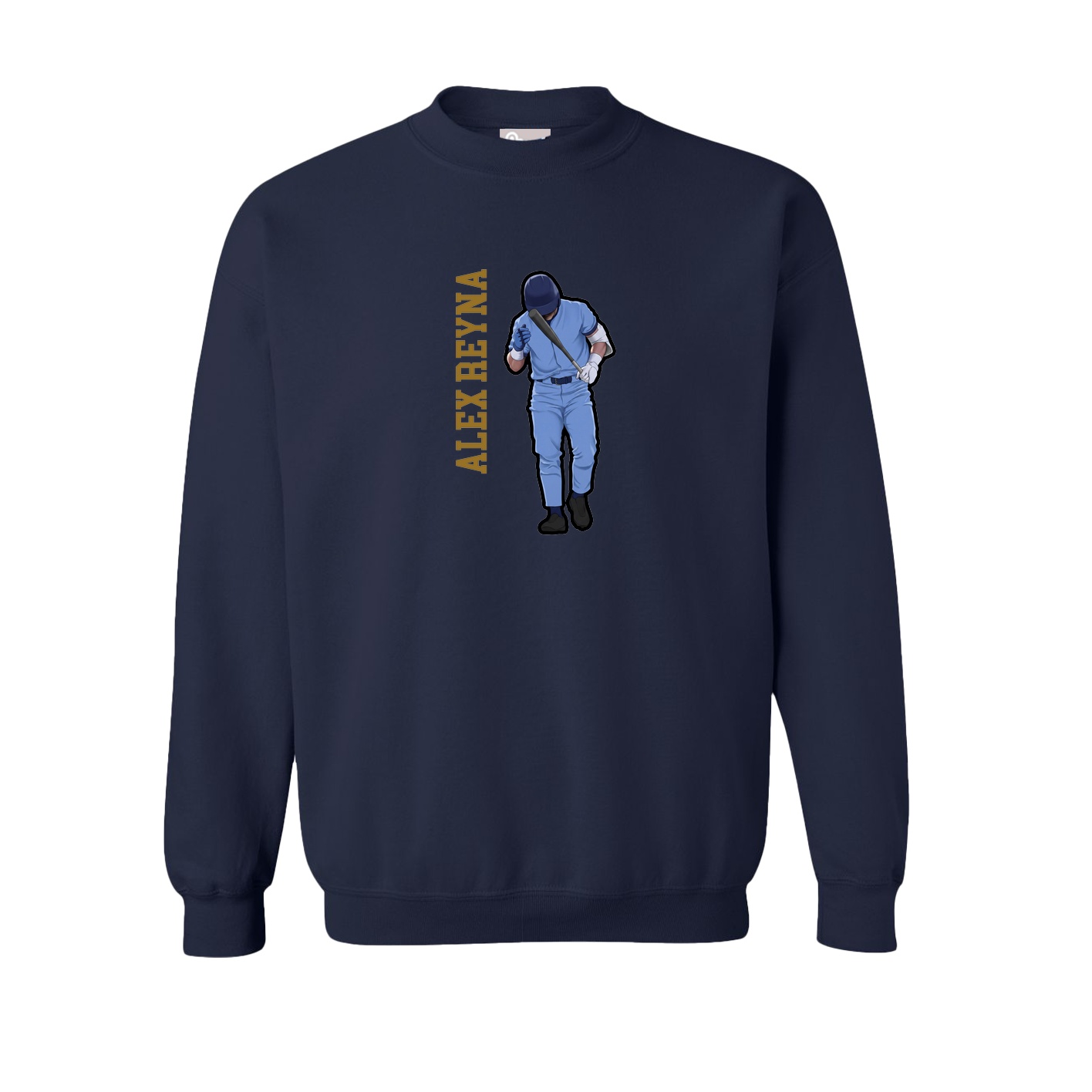 Fleece Crew — Name Vertical in Navy