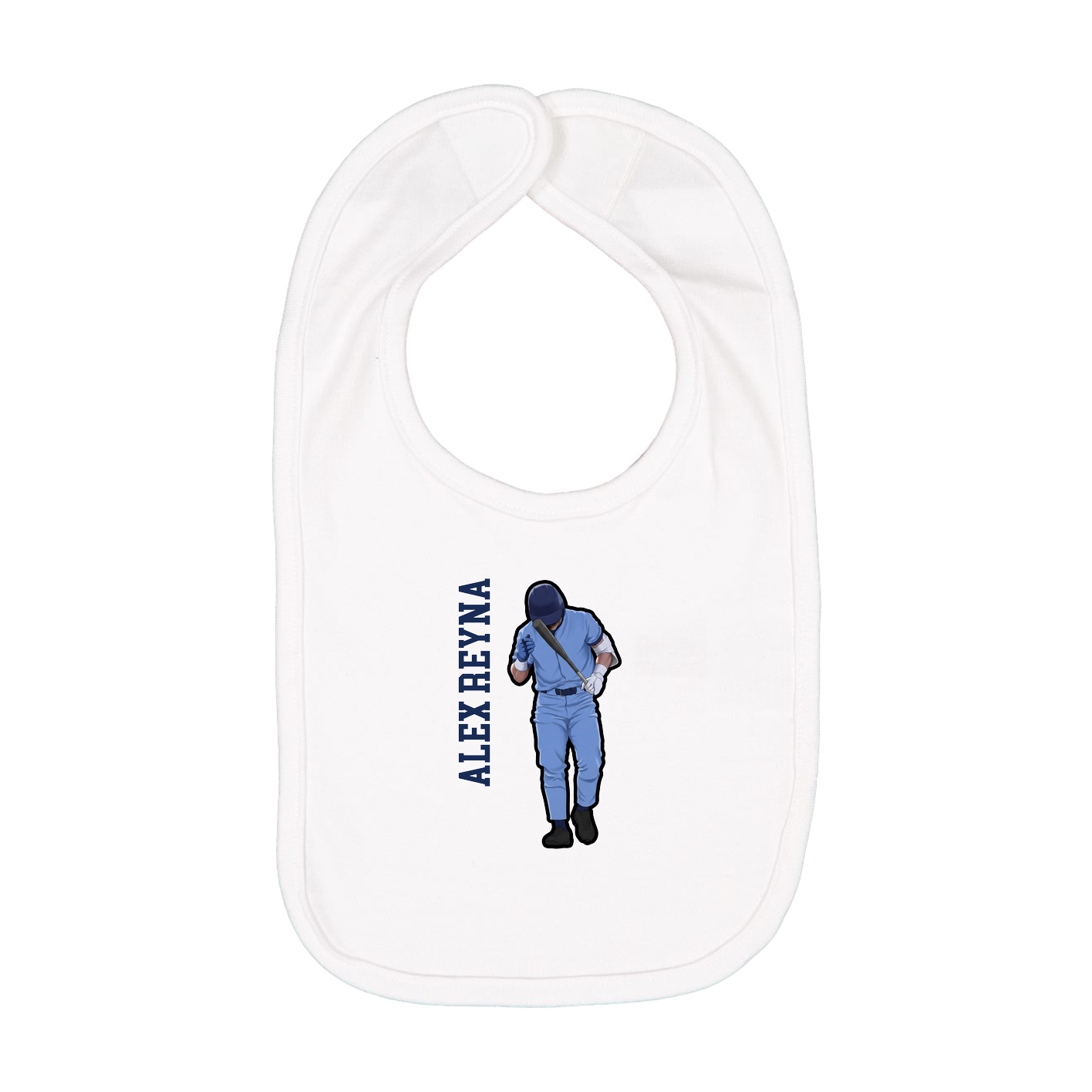 Infant Bib — Name Vertical in White