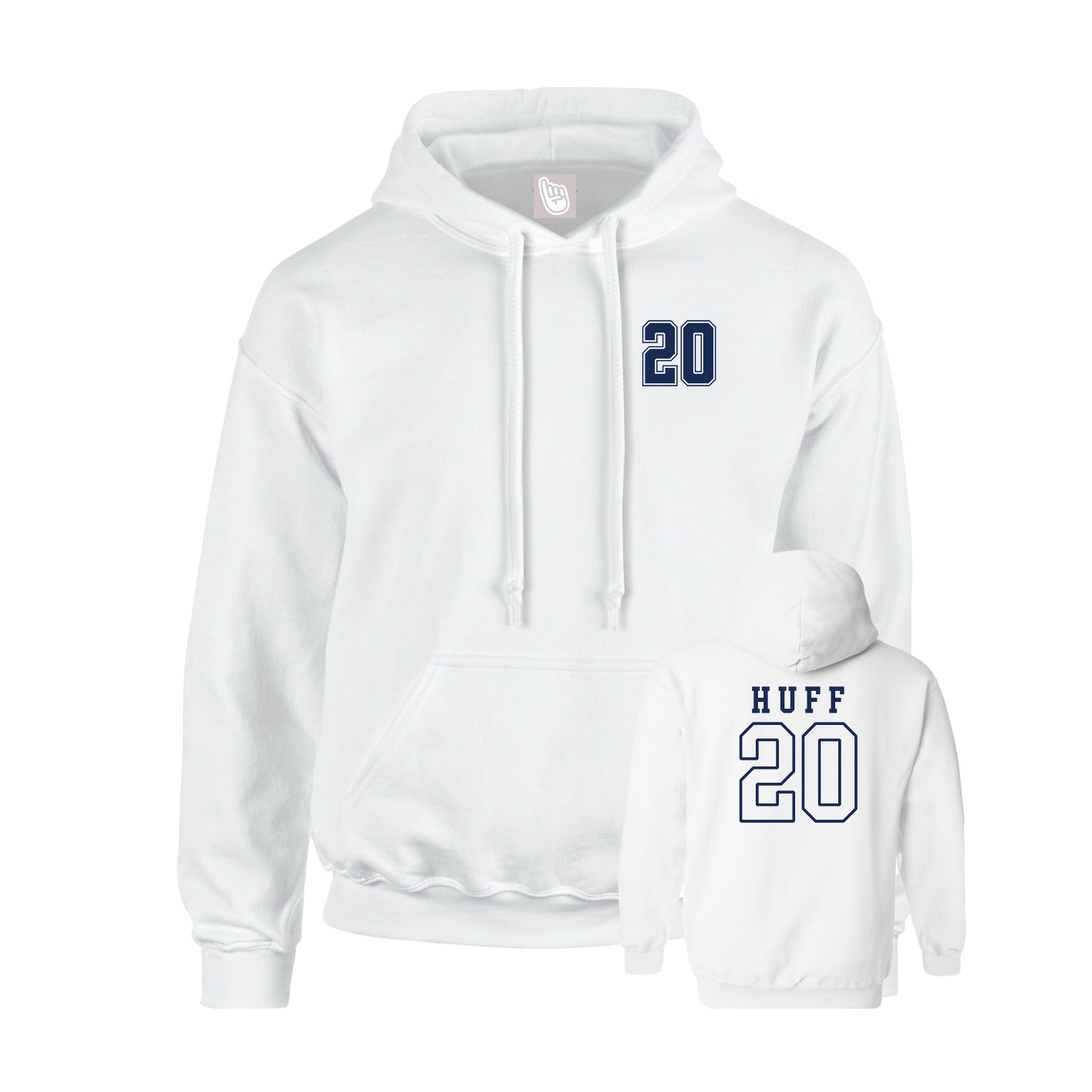Youth Hoodie — Chest Back in White