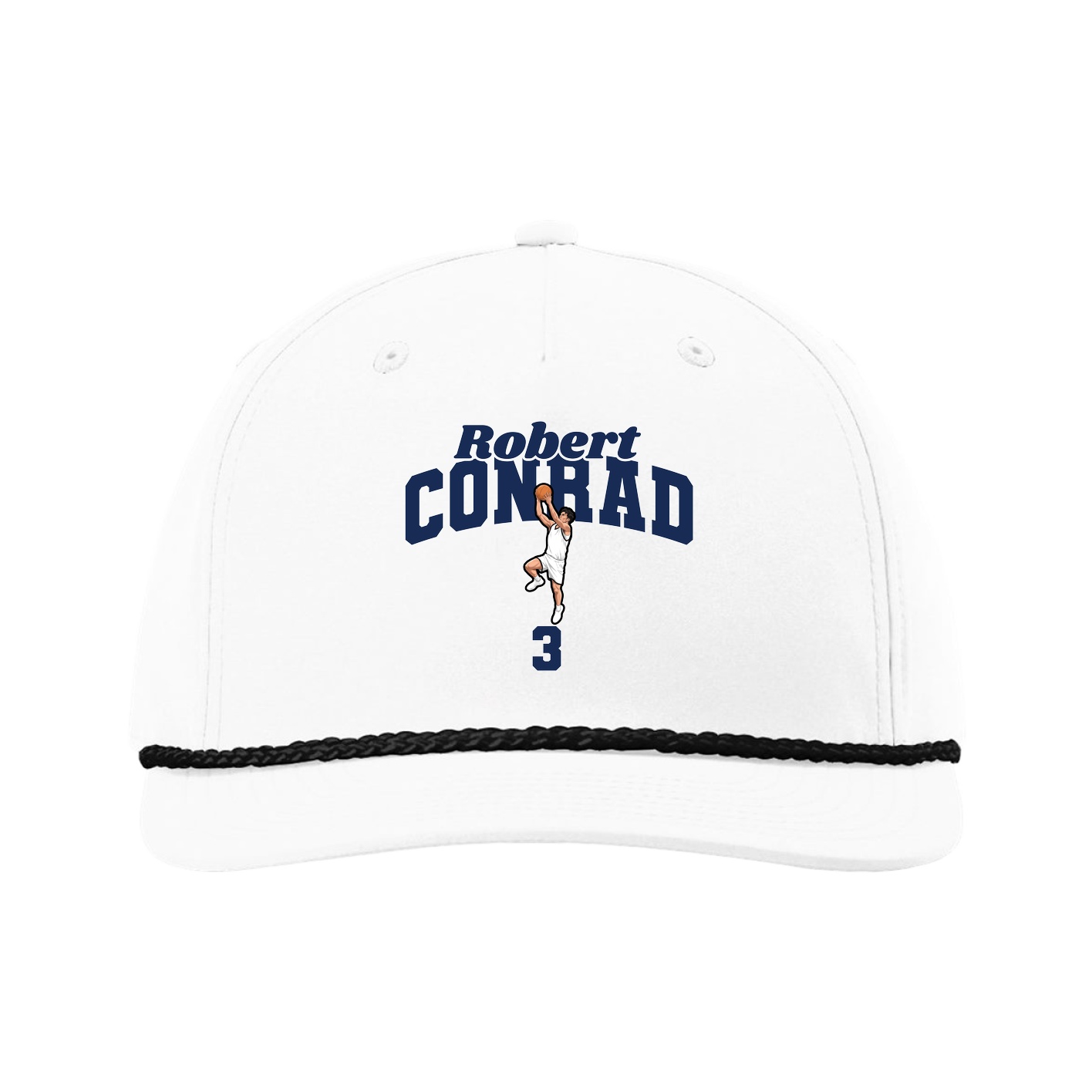 Five-Panel Classic Rope Cap — Signature Arch in White
