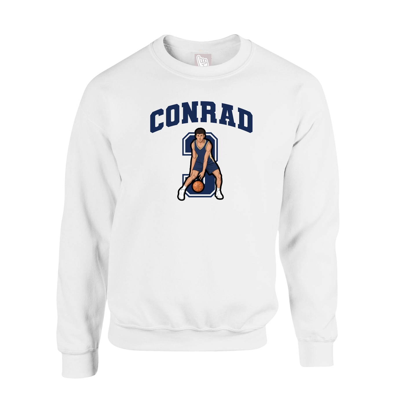 Fleece Crew — Number in White