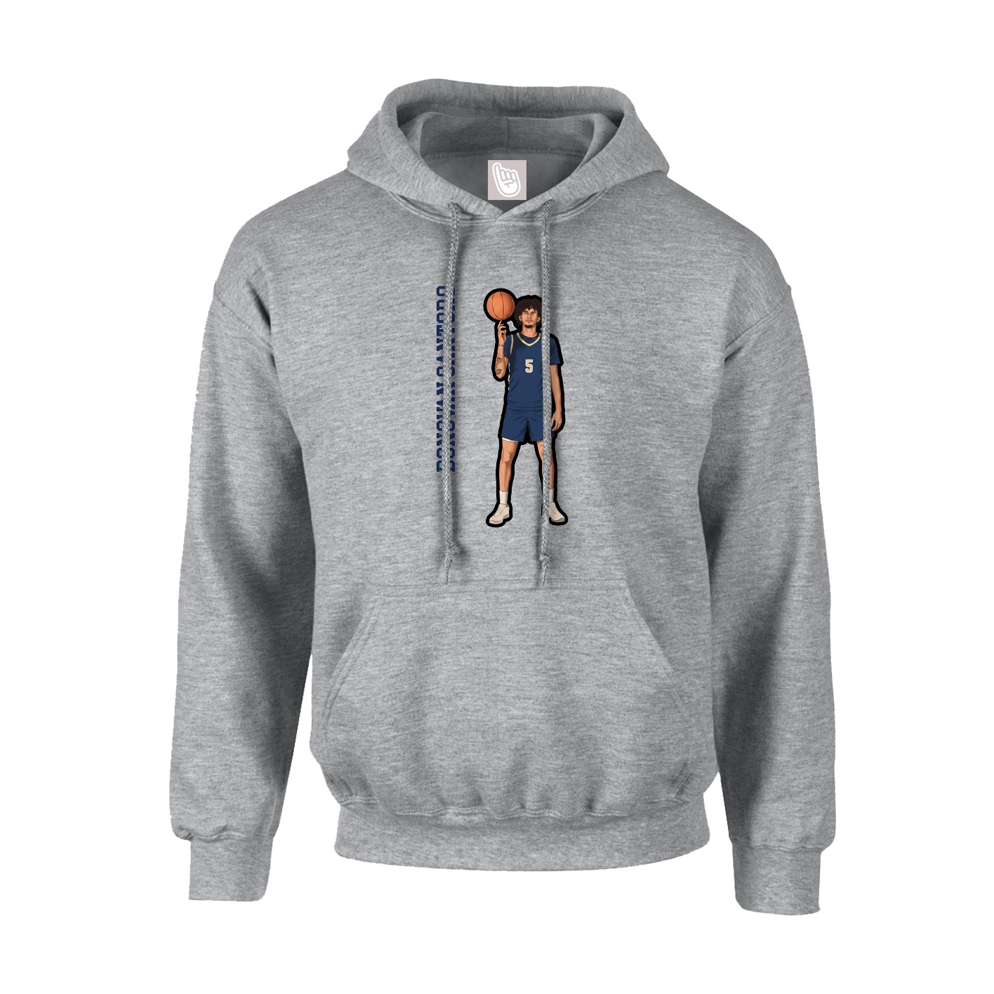 Hoodie — Name Vertical in Grey