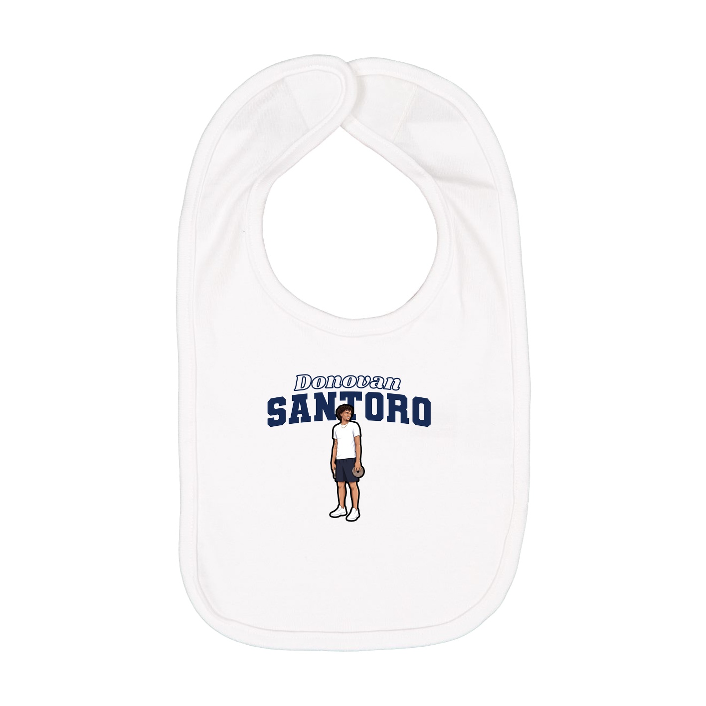 Infant Bib — Name Arch in White