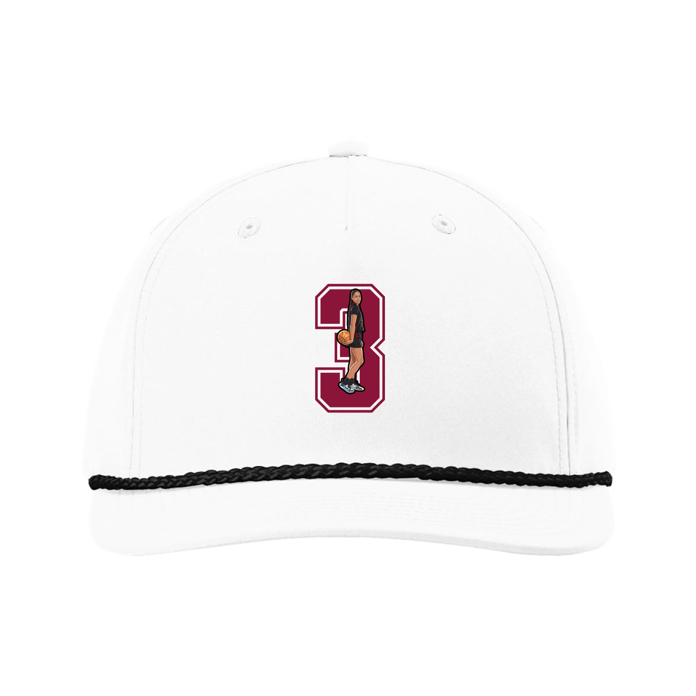 Five-Panel Classic Rope Cap — Number in White