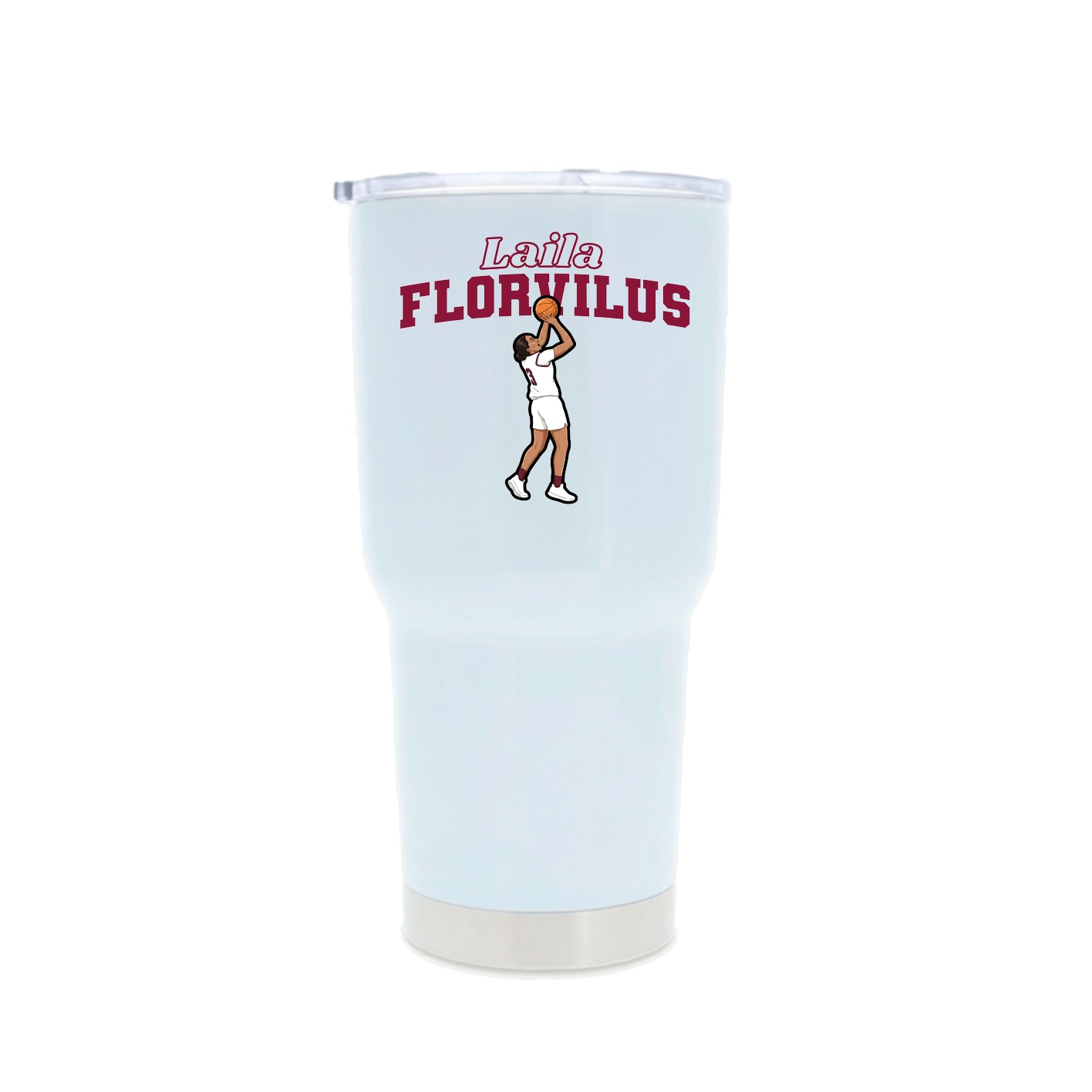 30oz Stainless Steel Tumbler — Name Arch in White