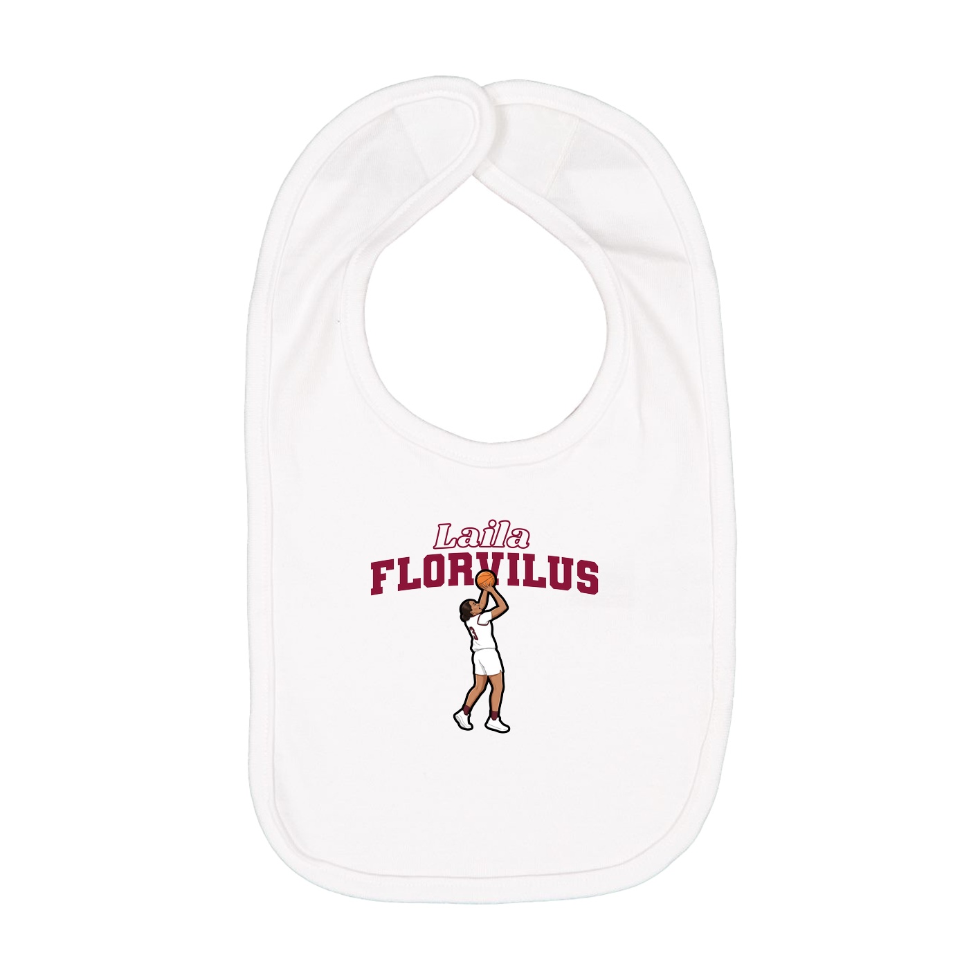 Infant Bib — Name Arch in White