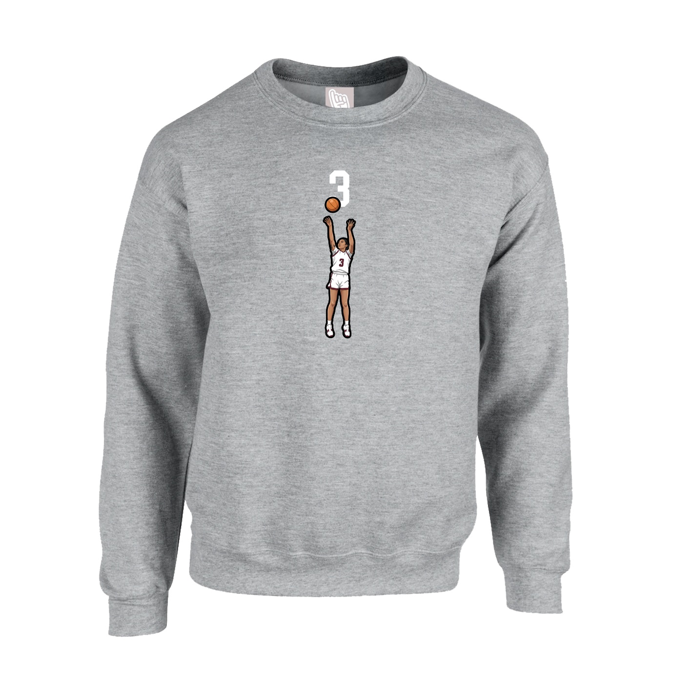 Fleece Crew — Number Top in Grey