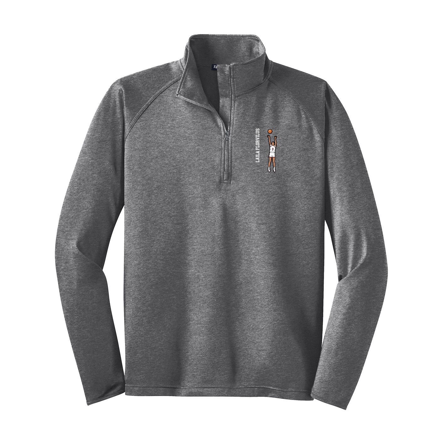 Q-Zip Pullover — Name Vertical in Grey