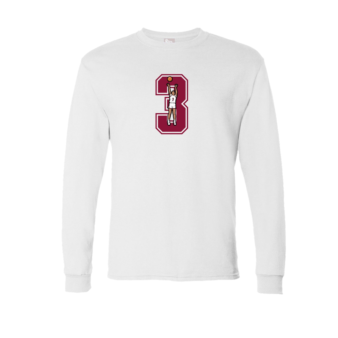 Long Sleeve Tee — Number in White