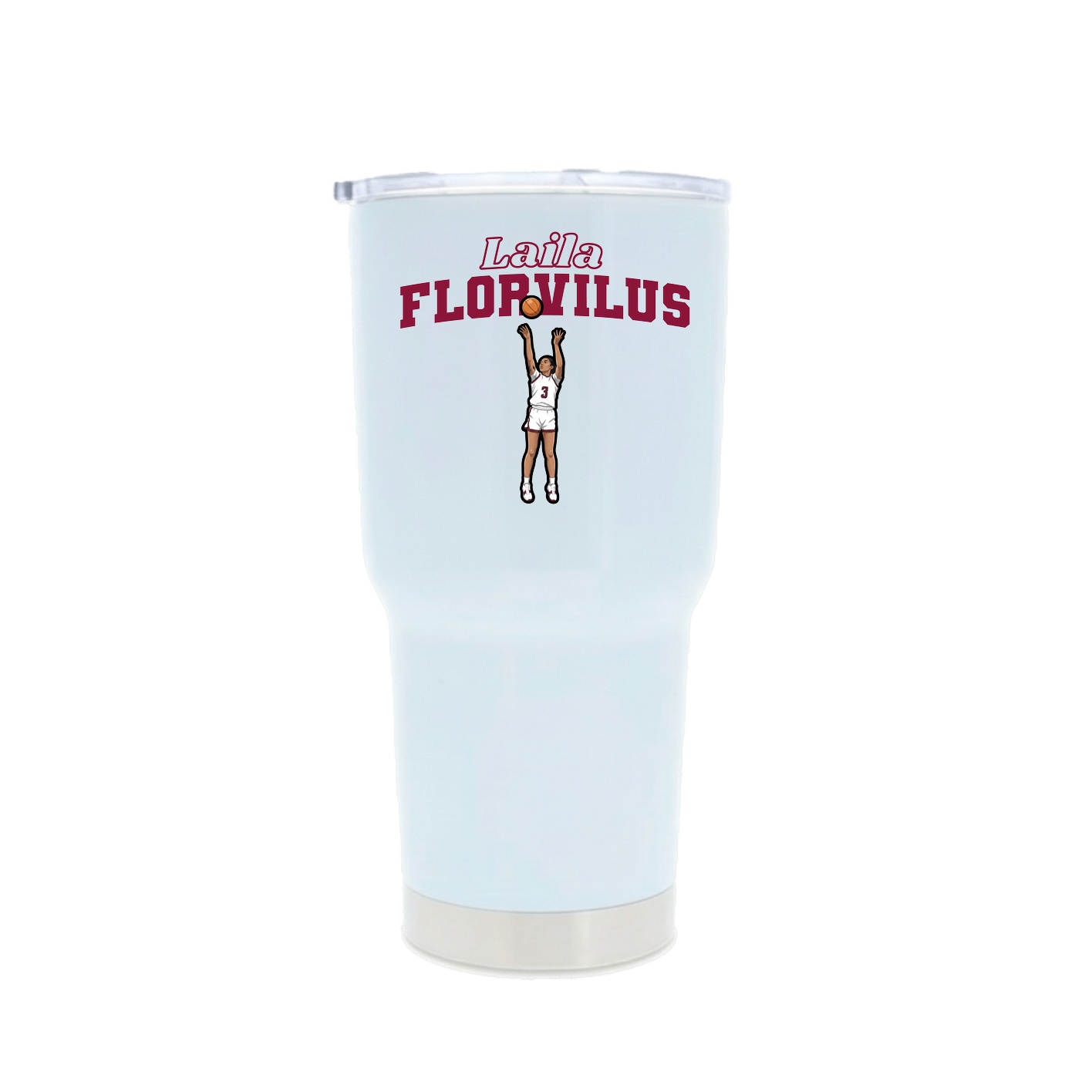 30oz Stainless Steel Tumbler — Name Arch in White