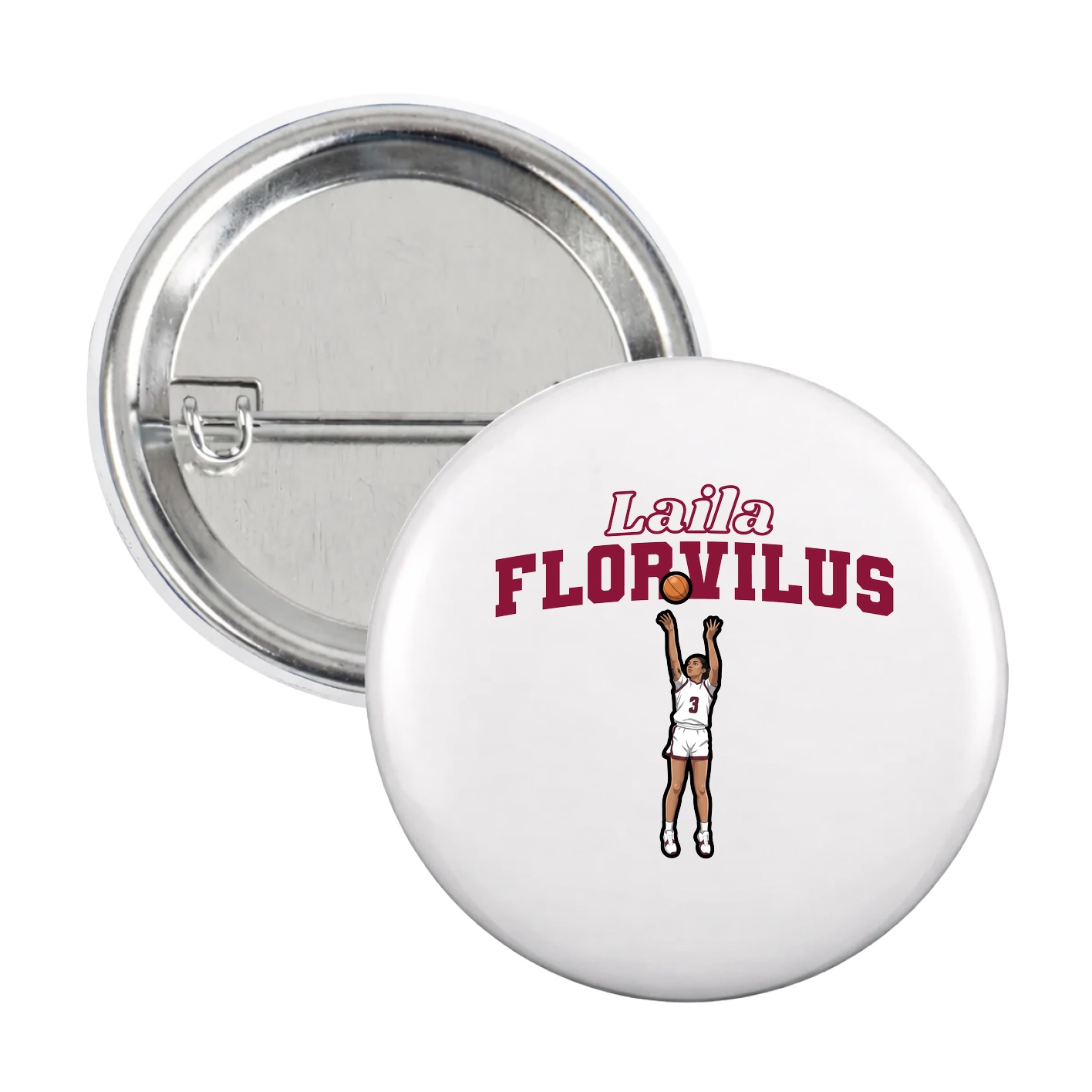 Game Day Button — Name Arch in White