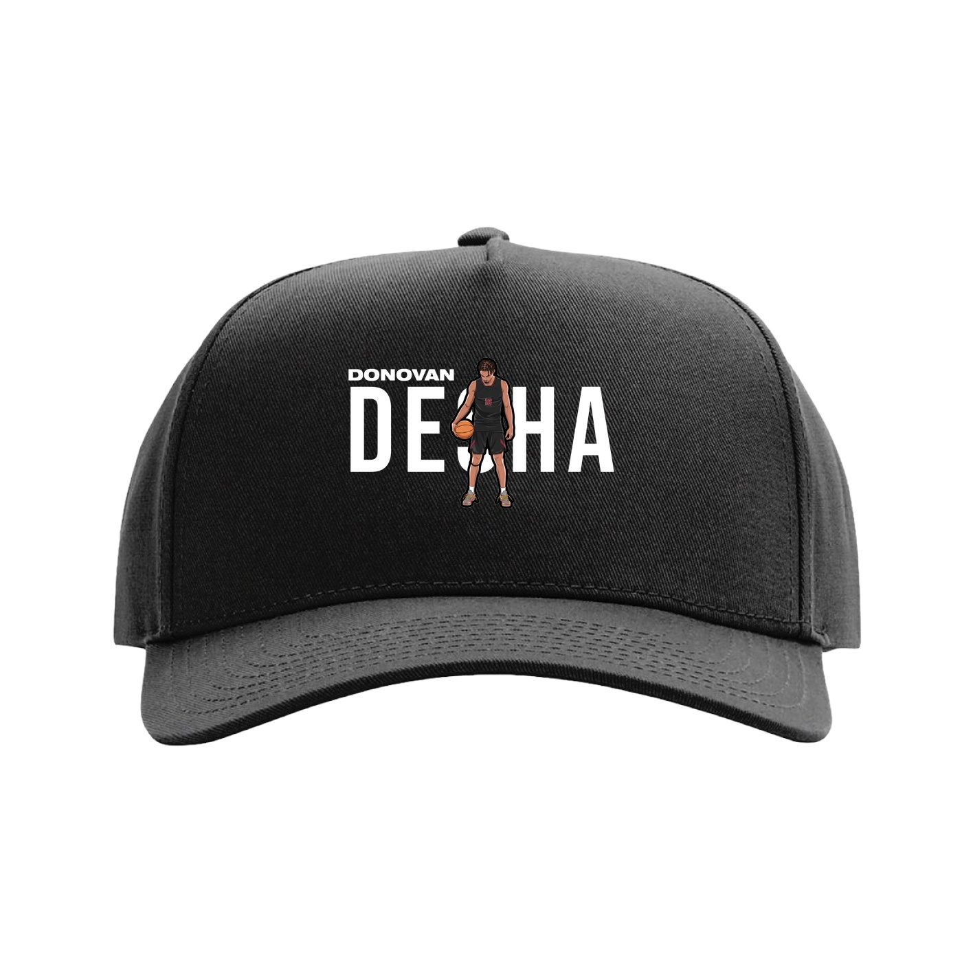 Full Fabric Five-Panel Champ Cap — Player Name in Black
