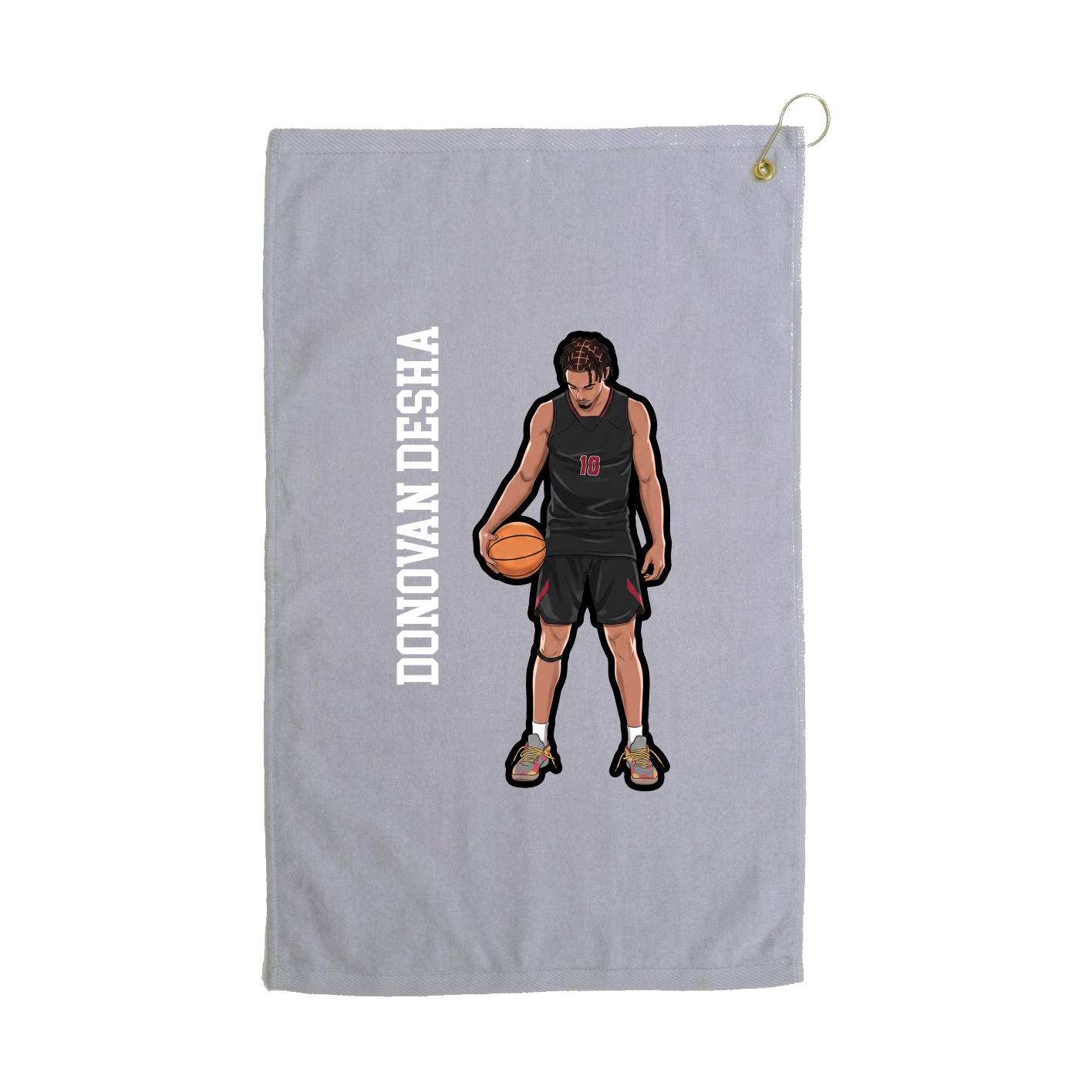 Golf Towel — Name Vertical in Grey