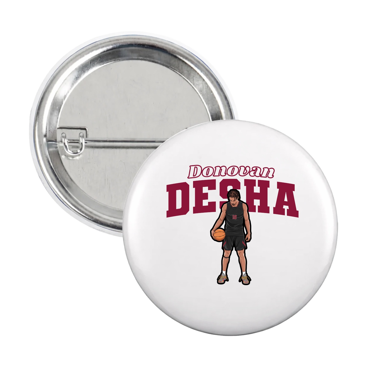 Game Day Button — Name Arch in White