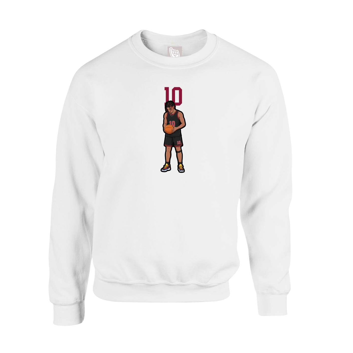 Fleece Crew — Number Top in White