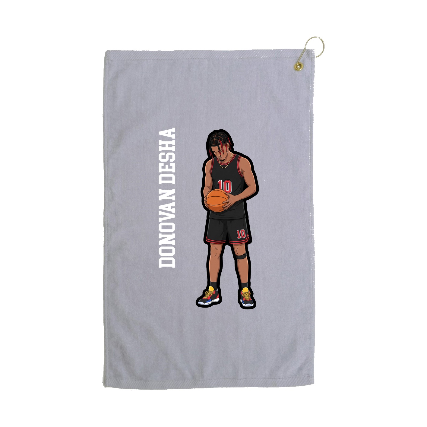 Golf Towel — Name Vertical in Grey