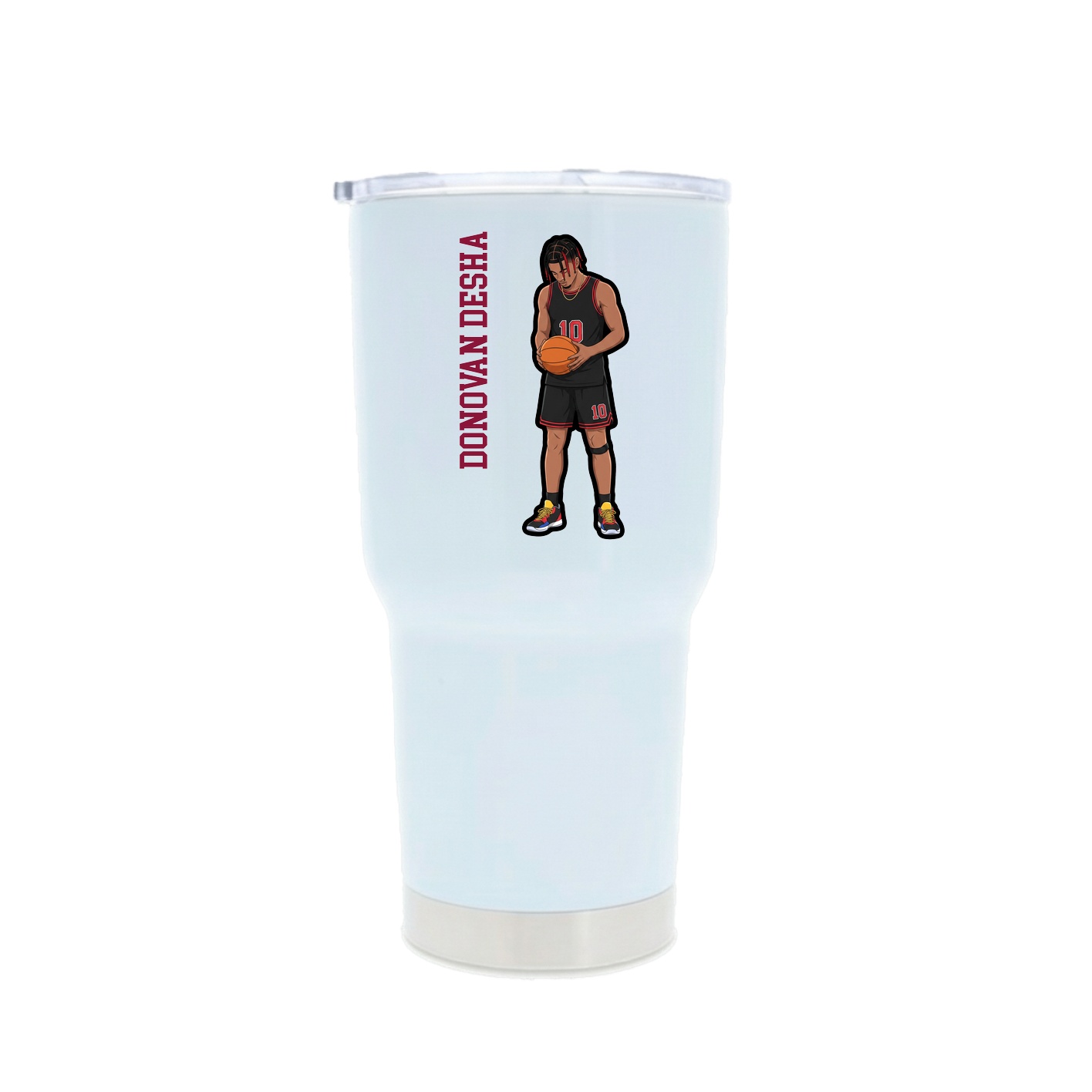 30oz Stainless Steel Tumbler — Name Vertical in White