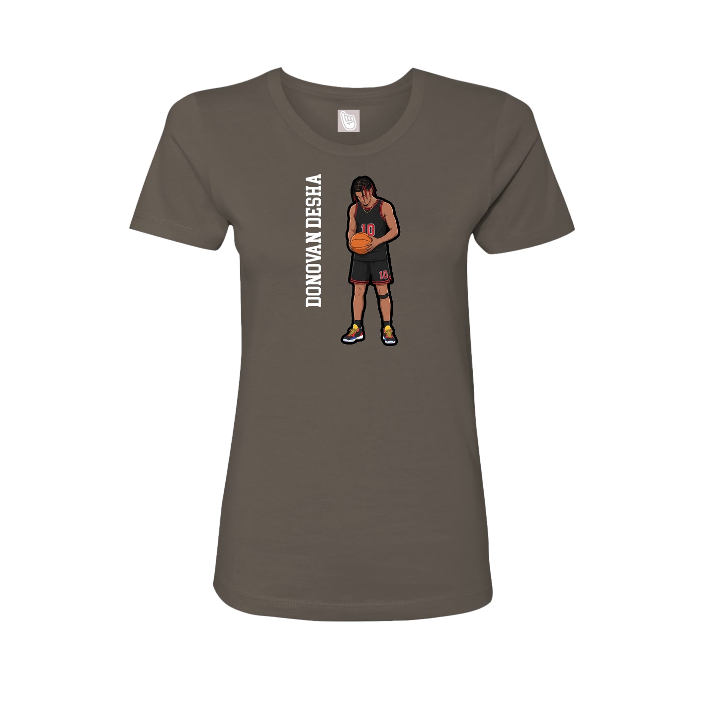 Fitted Women's Tee — Name Vertical in Grey