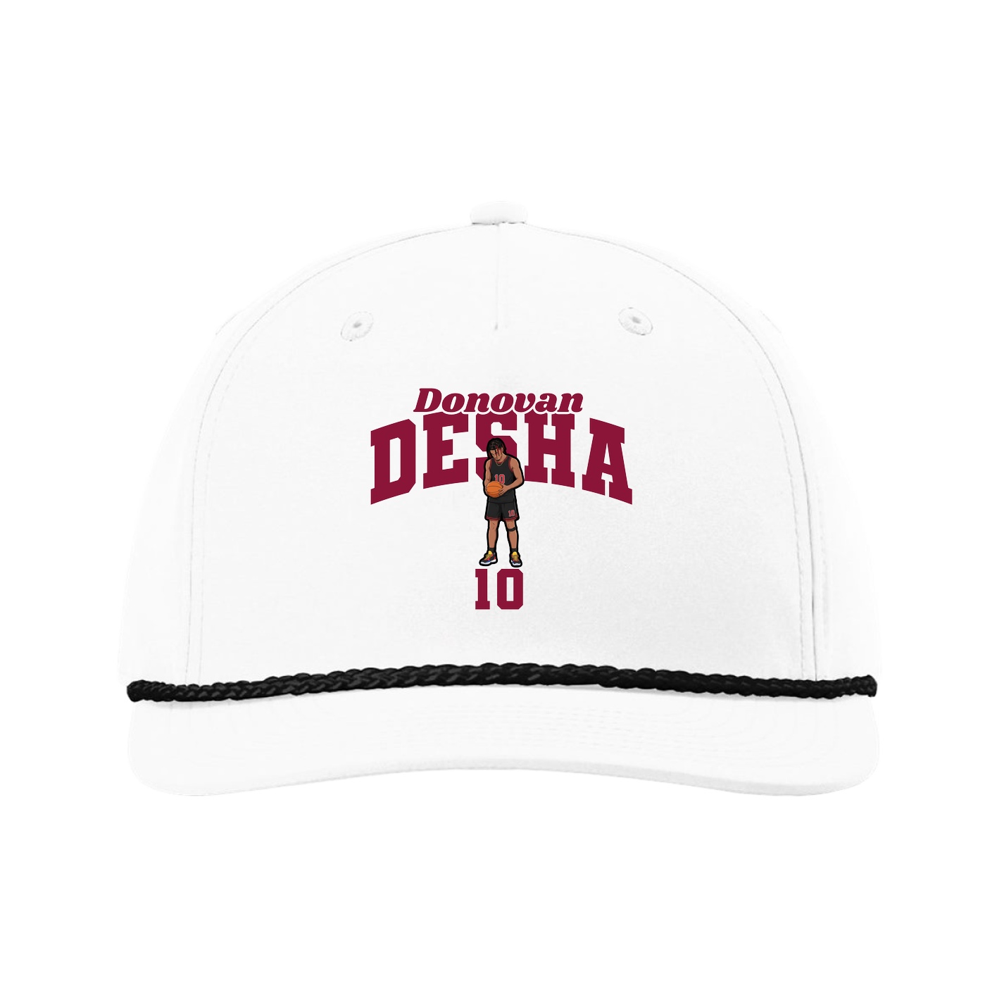 Five-Panel Classic Rope Cap — Signature Arch in White
