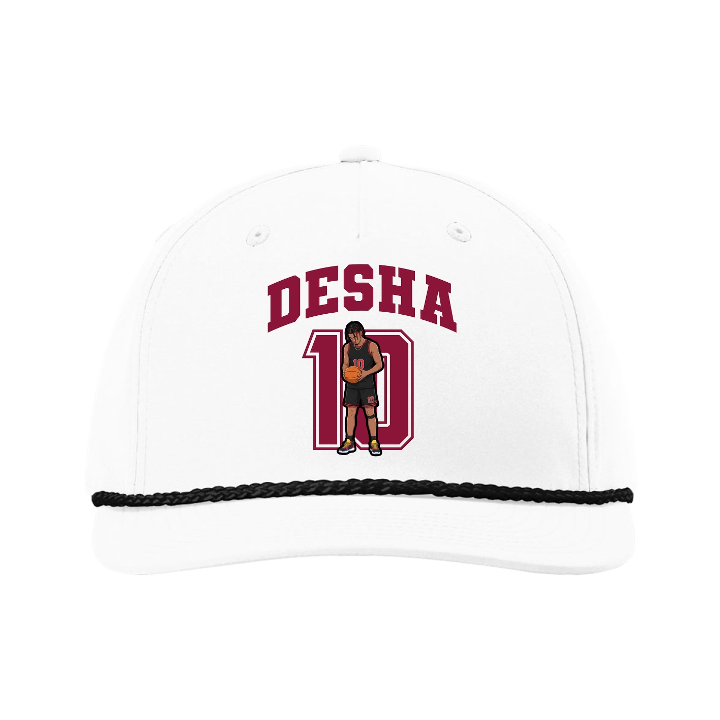 Five-Panel Classic Rope Cap — Number in White