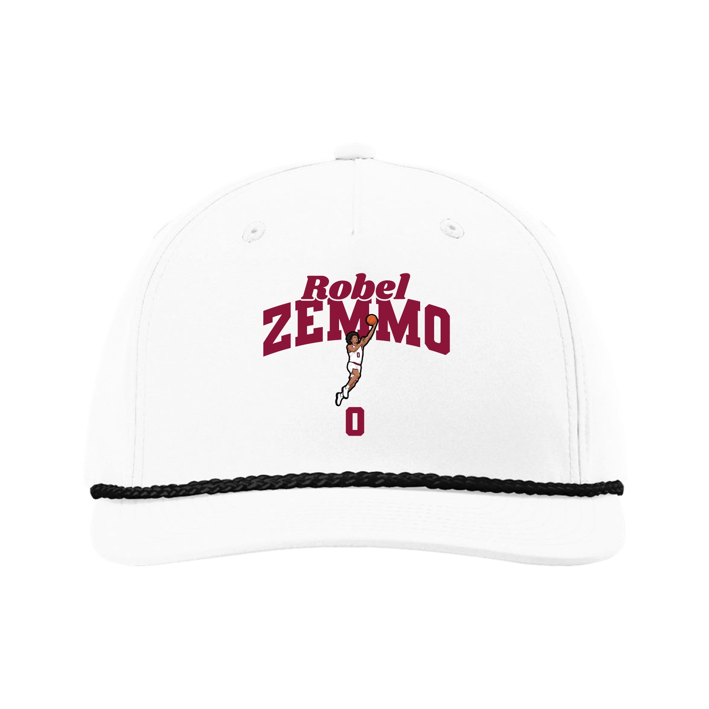 Five-Panel Classic Rope Cap — Signature Arch in White