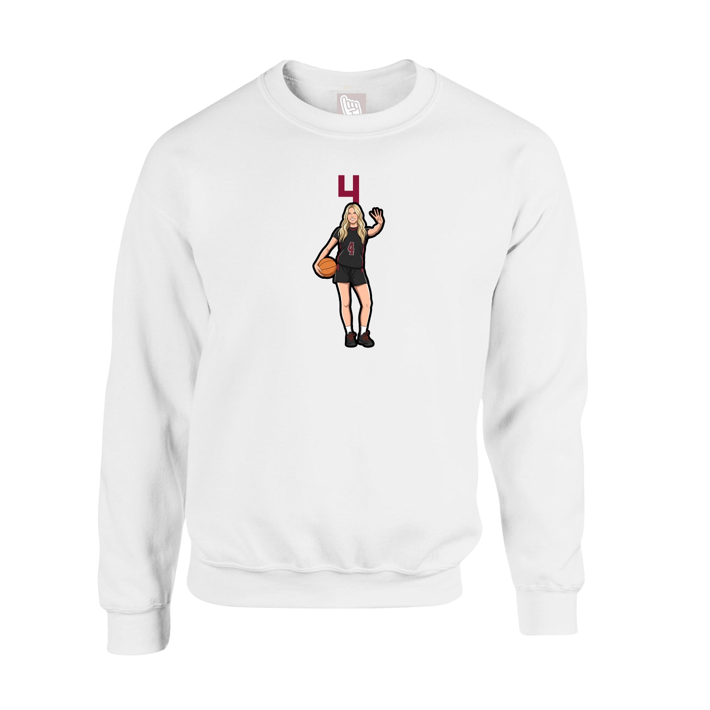 Fleece Crew — Number Top in White