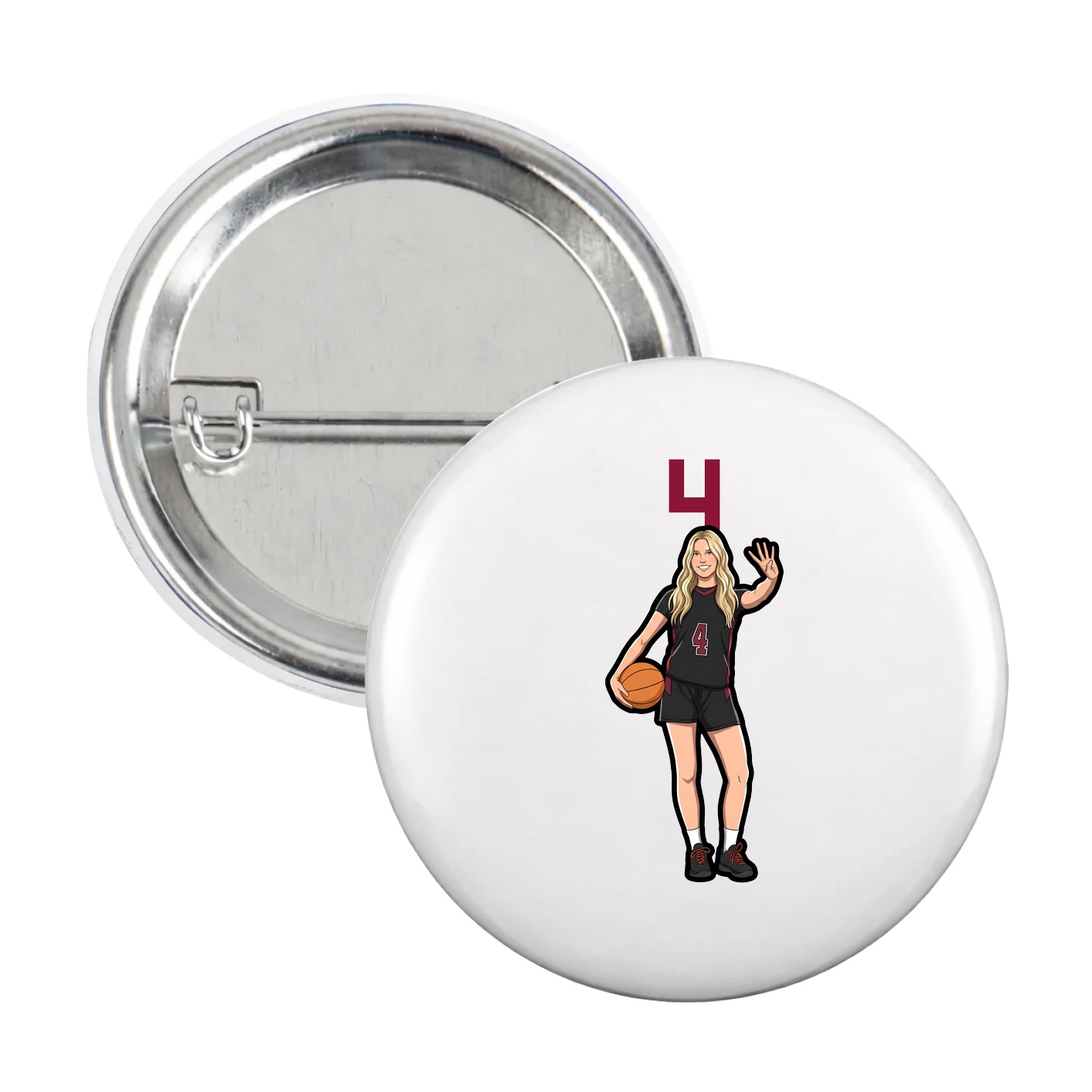 Game Day Button — Number Top in White