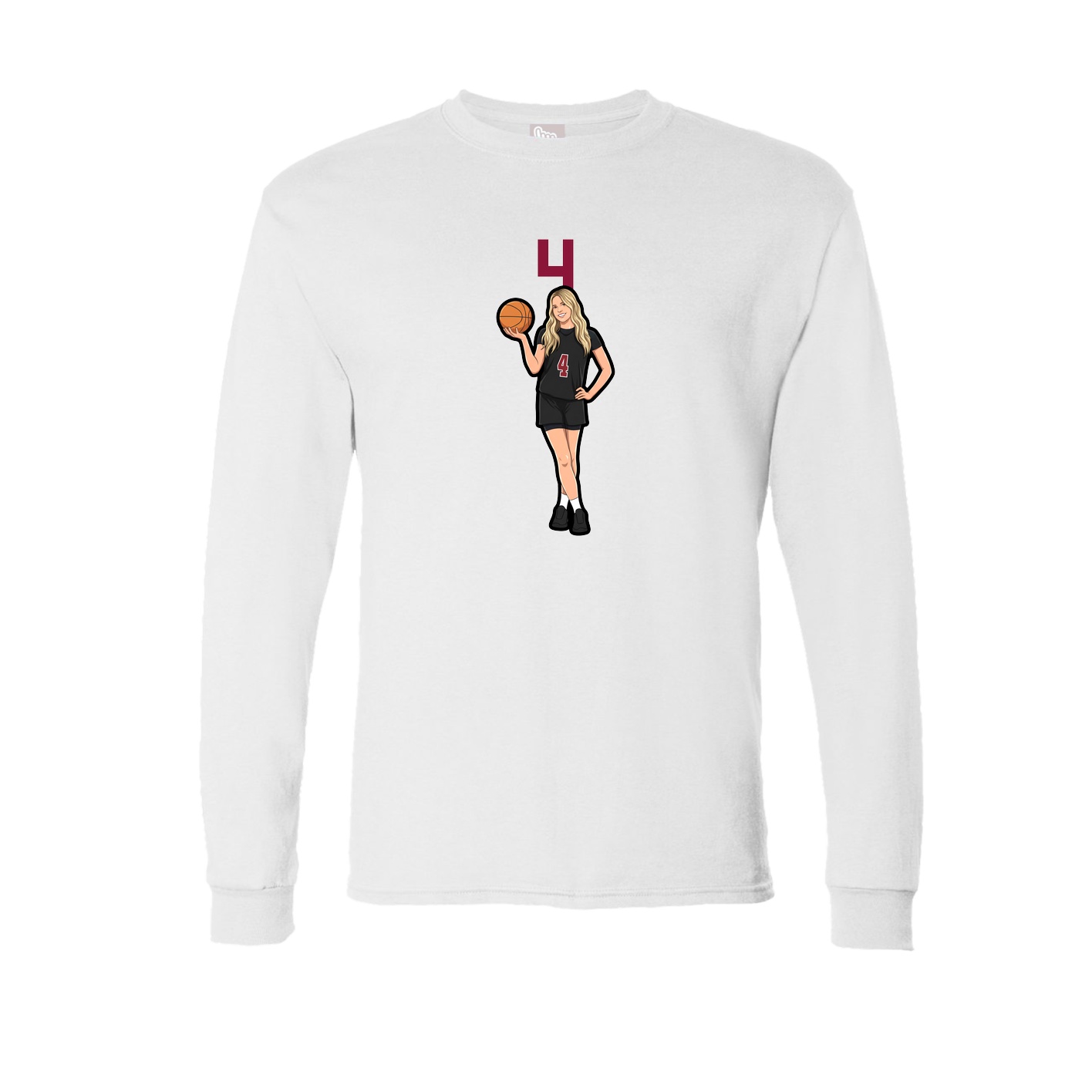 Long Sleeve Tee — Number Top in White