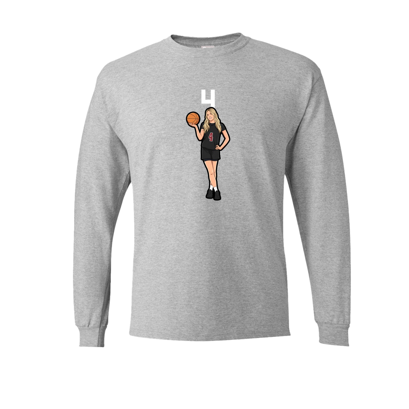 Long Sleeve Tee — Number Top in Grey