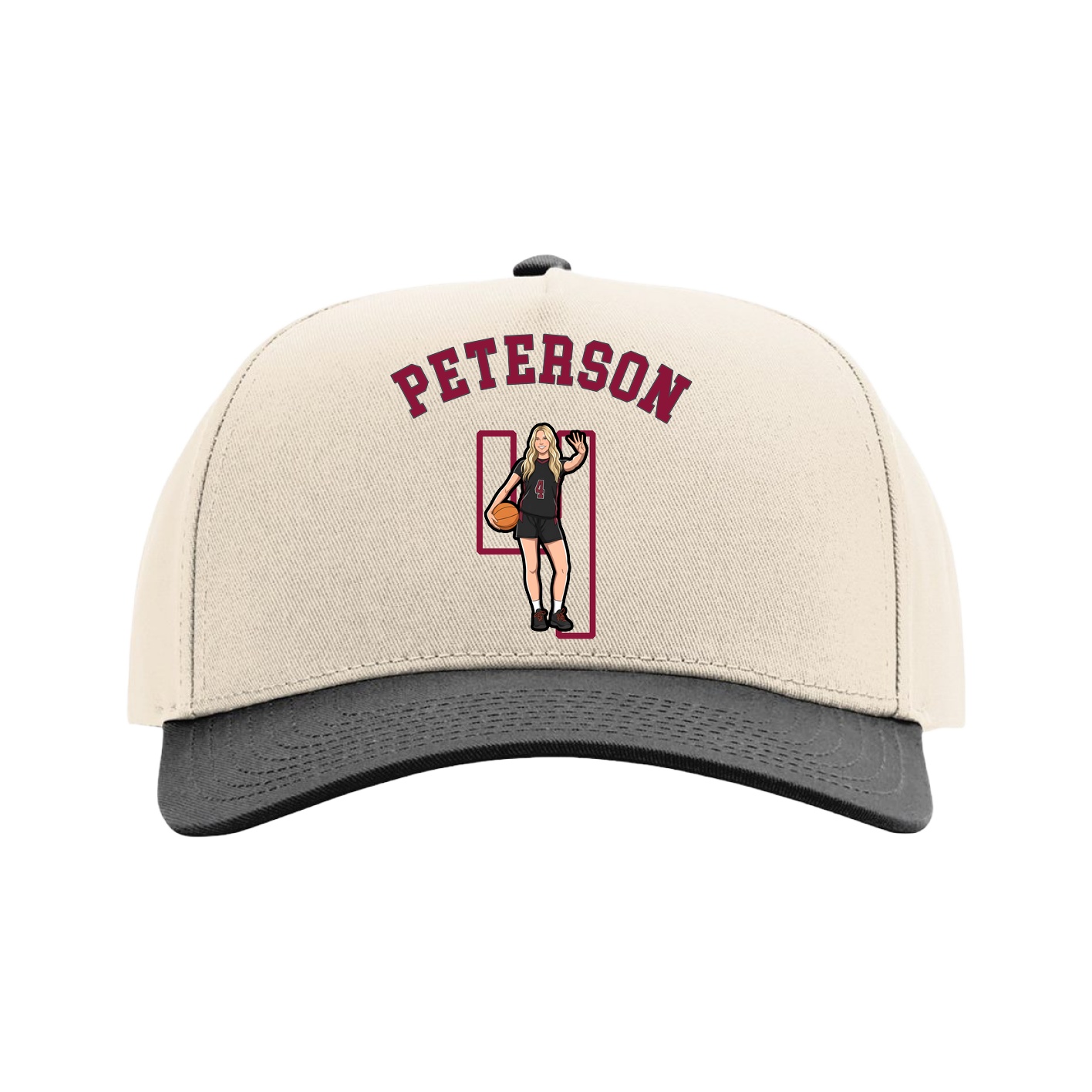 Full Fabric Five-Panel Champ Cap — Shirsey Arch in Cream/Black