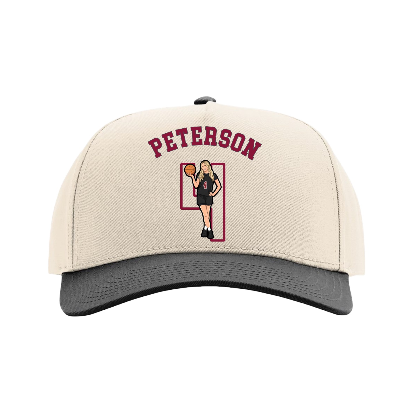 Full Fabric Five-Panel Champ Cap — Shirsey Arch in Cream/Black