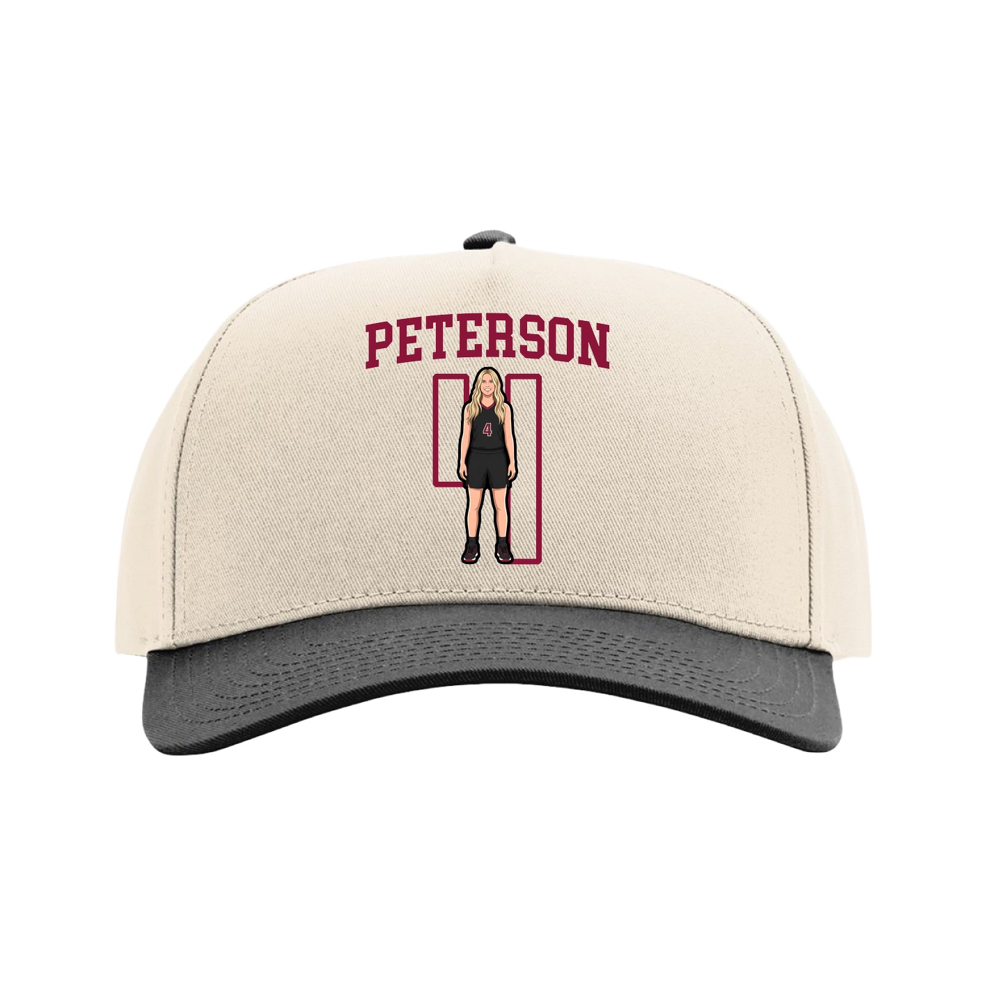 Full Fabric Five-Panel Champ Cap — Shirsey in Cream/Black