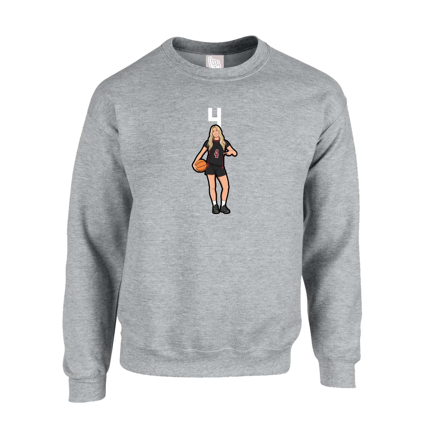 Fleece Crew — Number Top in Grey