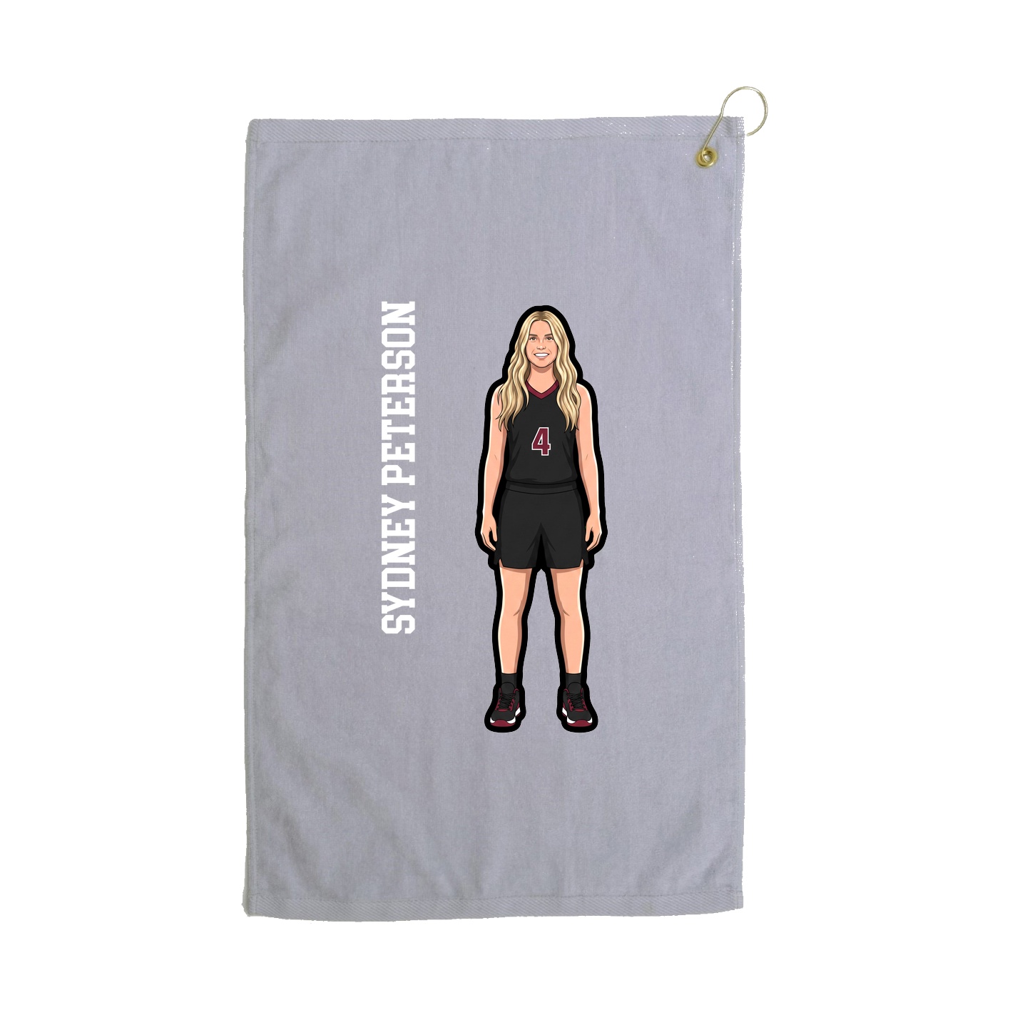 Golf Towel — Name Vertical in Grey