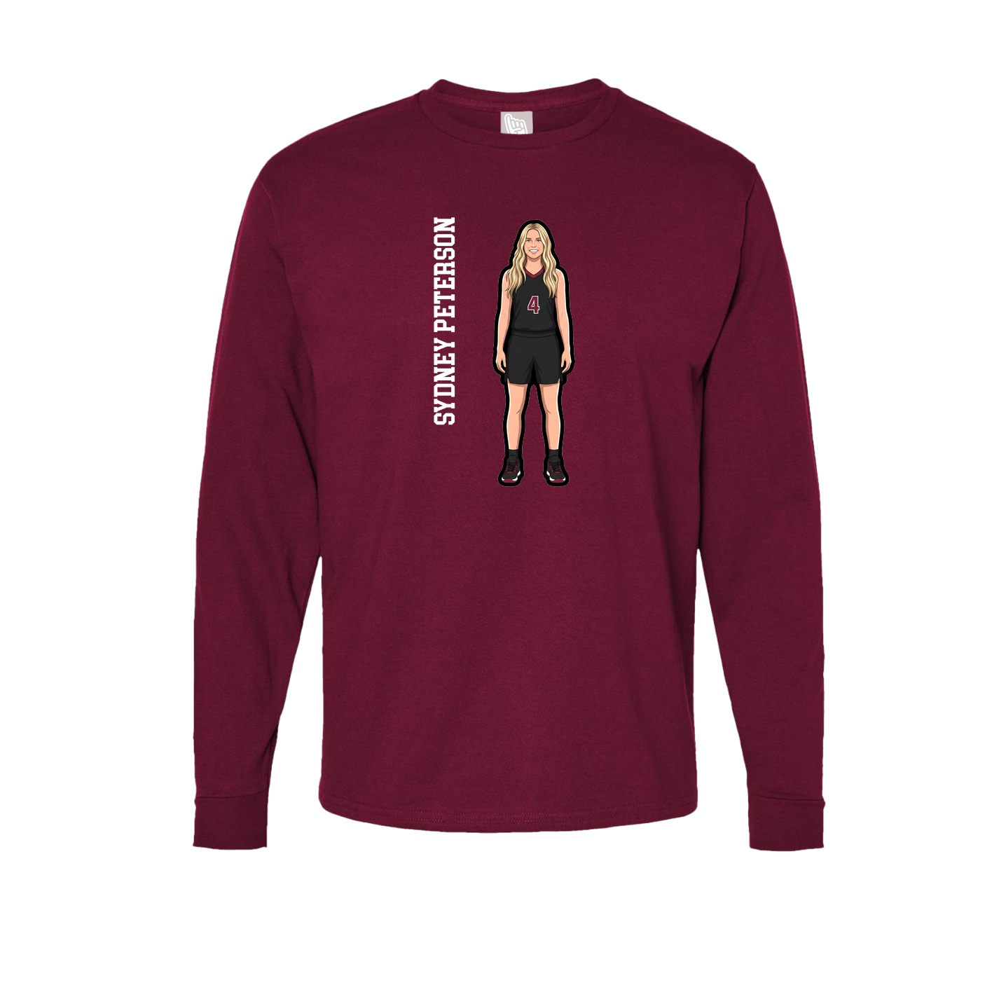 Long Sleeve Tee — Name Vertical in Cardinal