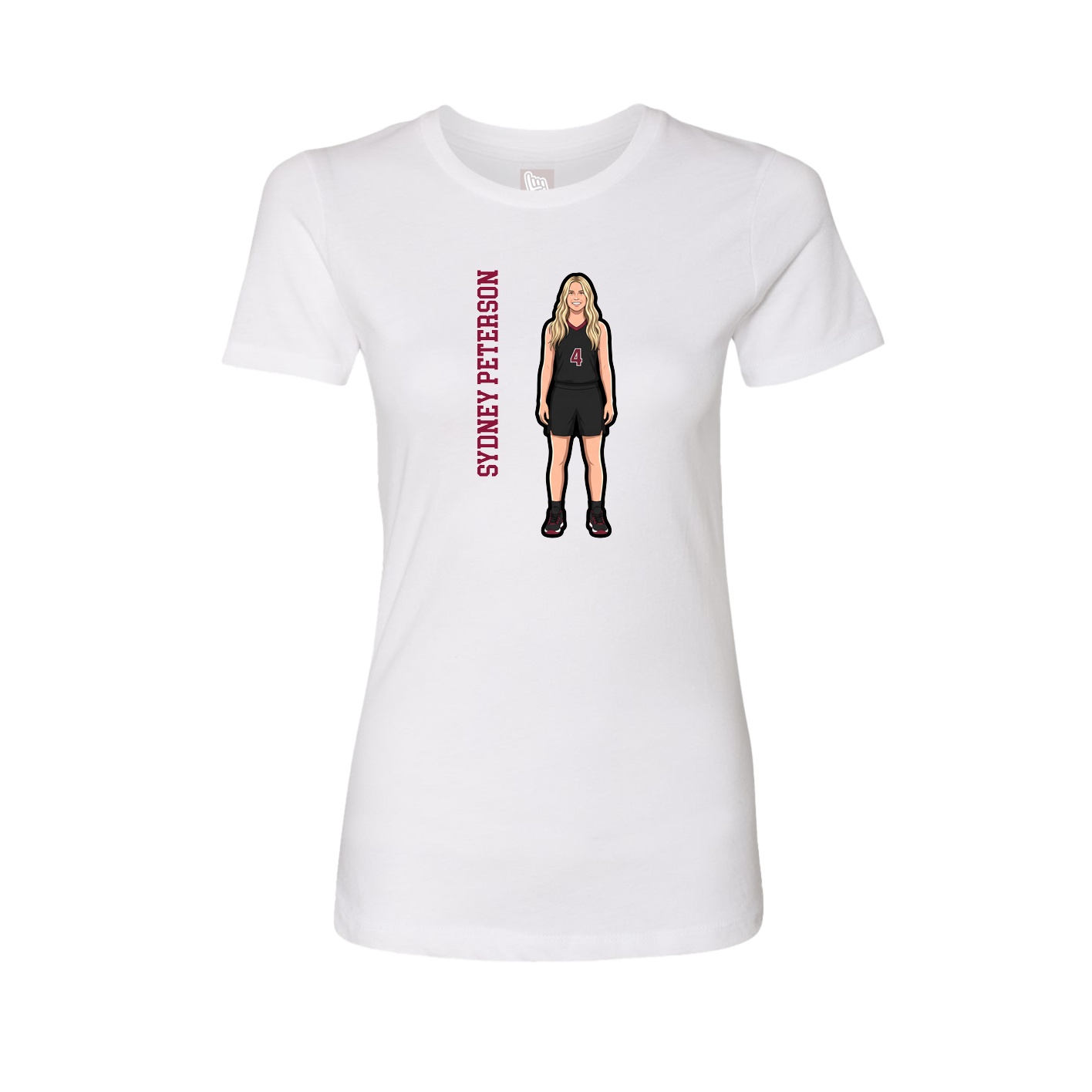 Womens Tee — Name Vertical in White