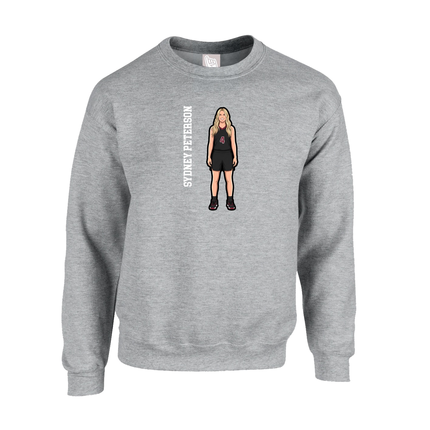 Fleece Crew — Name Vertical in Grey