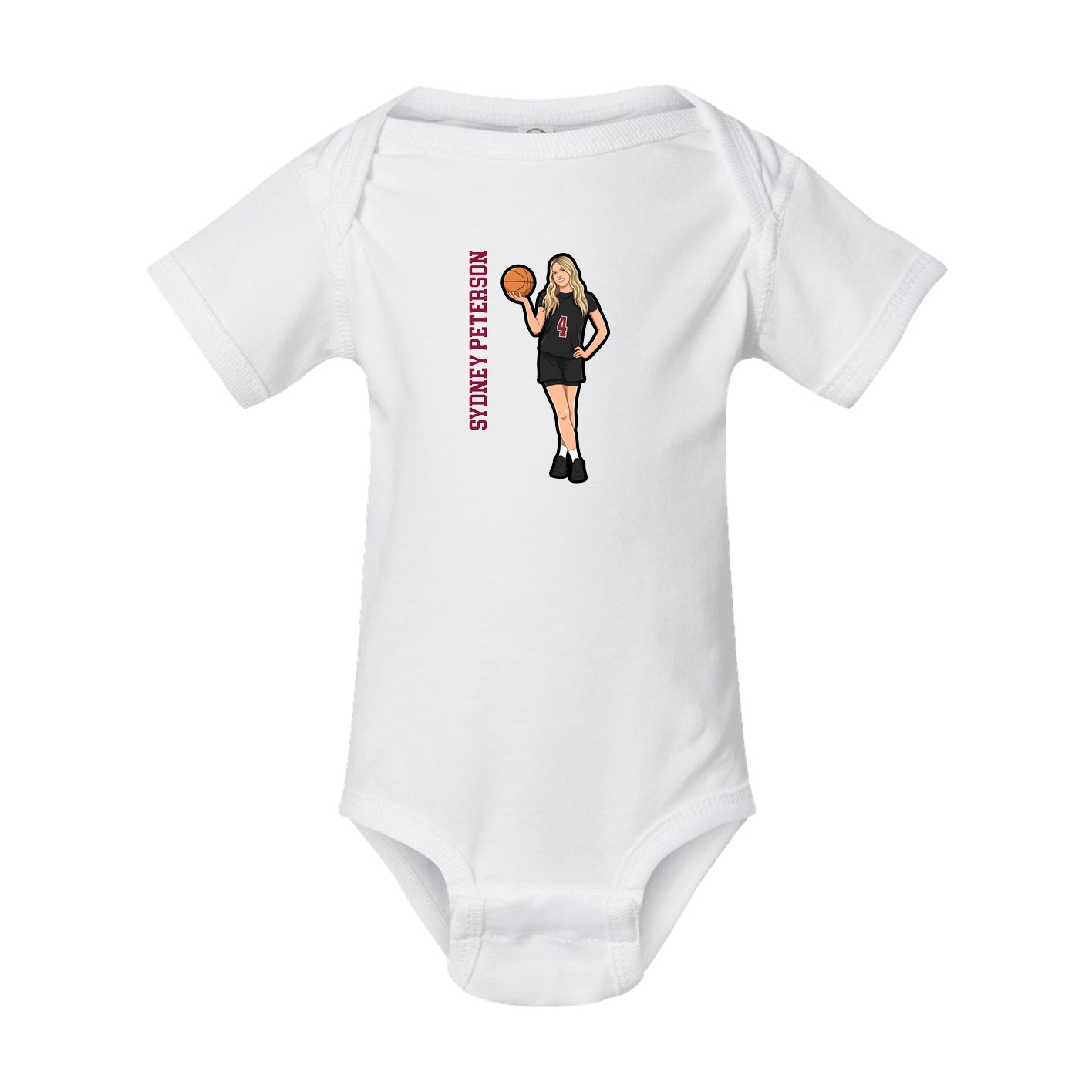 Baby Onesie — Name Vertical in White