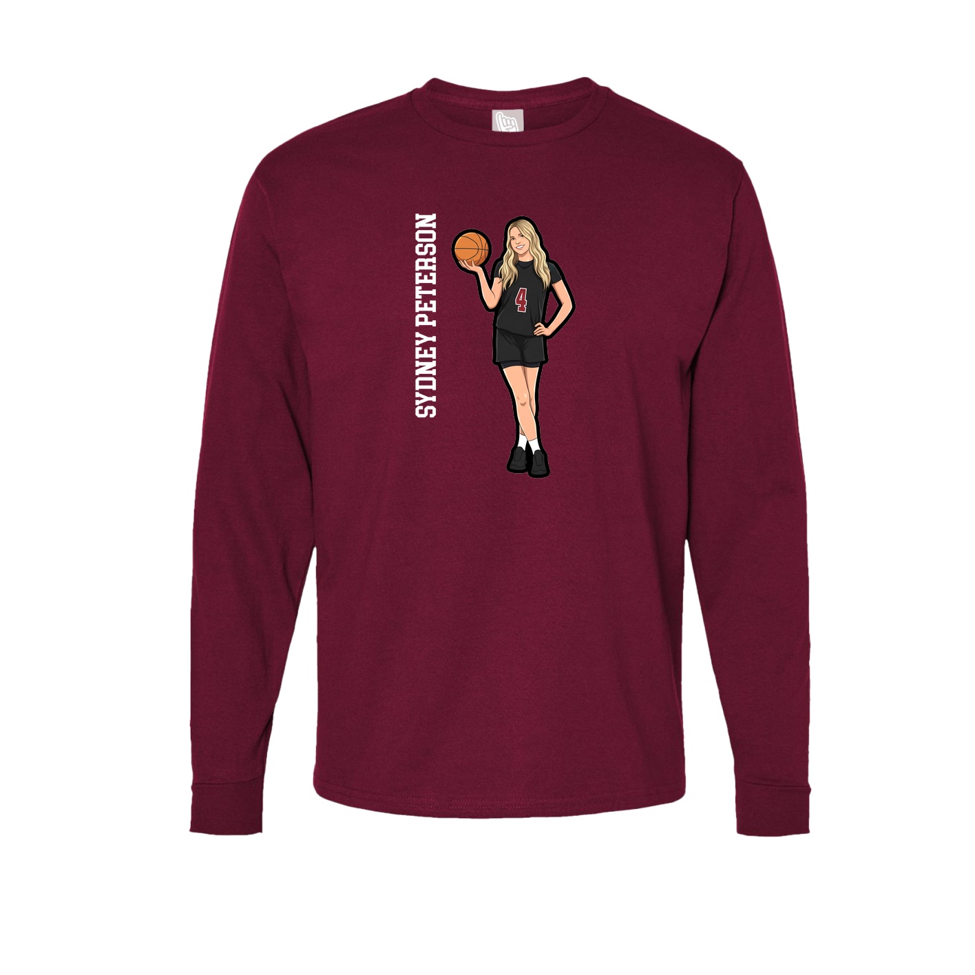 Long Sleeve Tee — Name Vertical in Cardinal