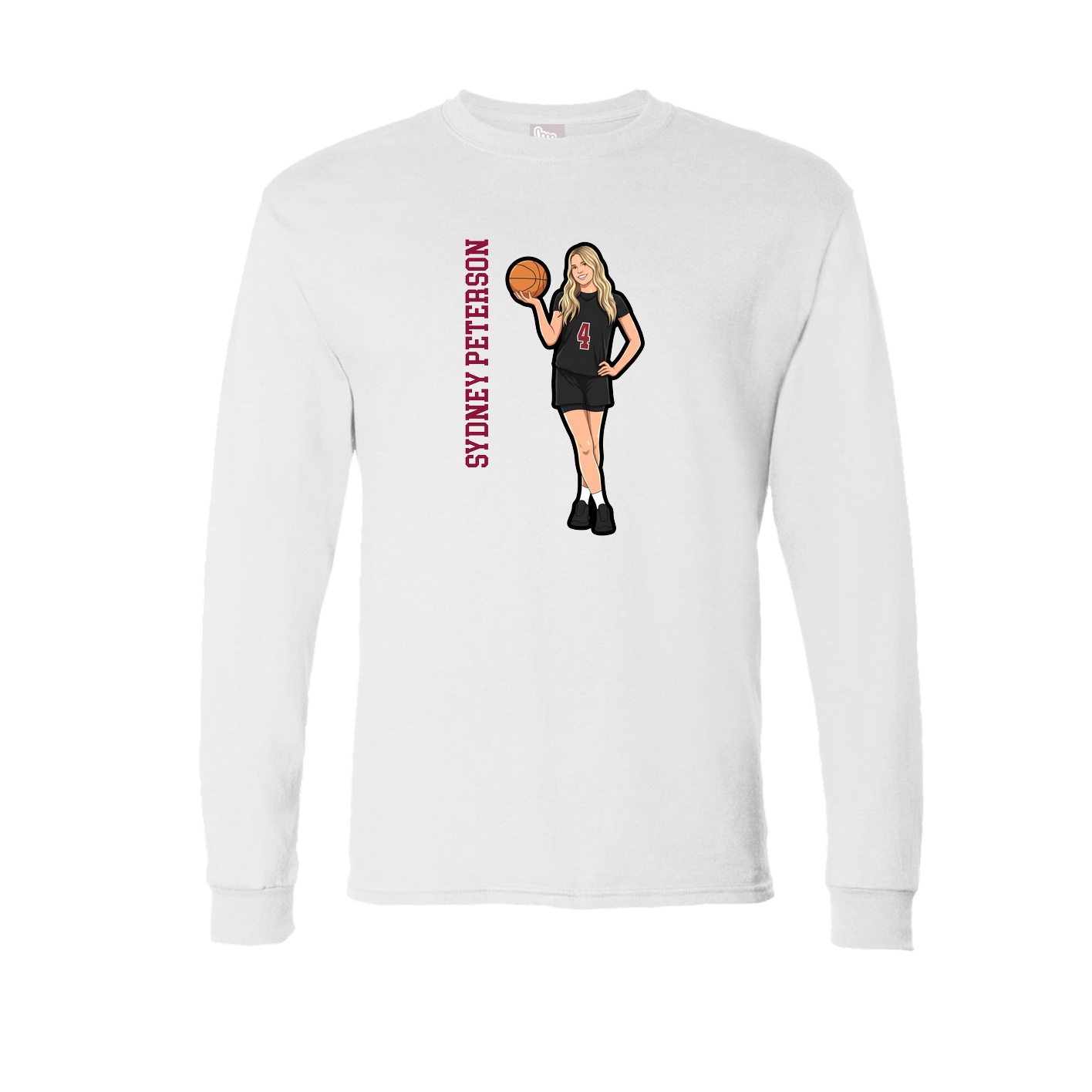 Long Sleeve Tee — Name Vertical in White